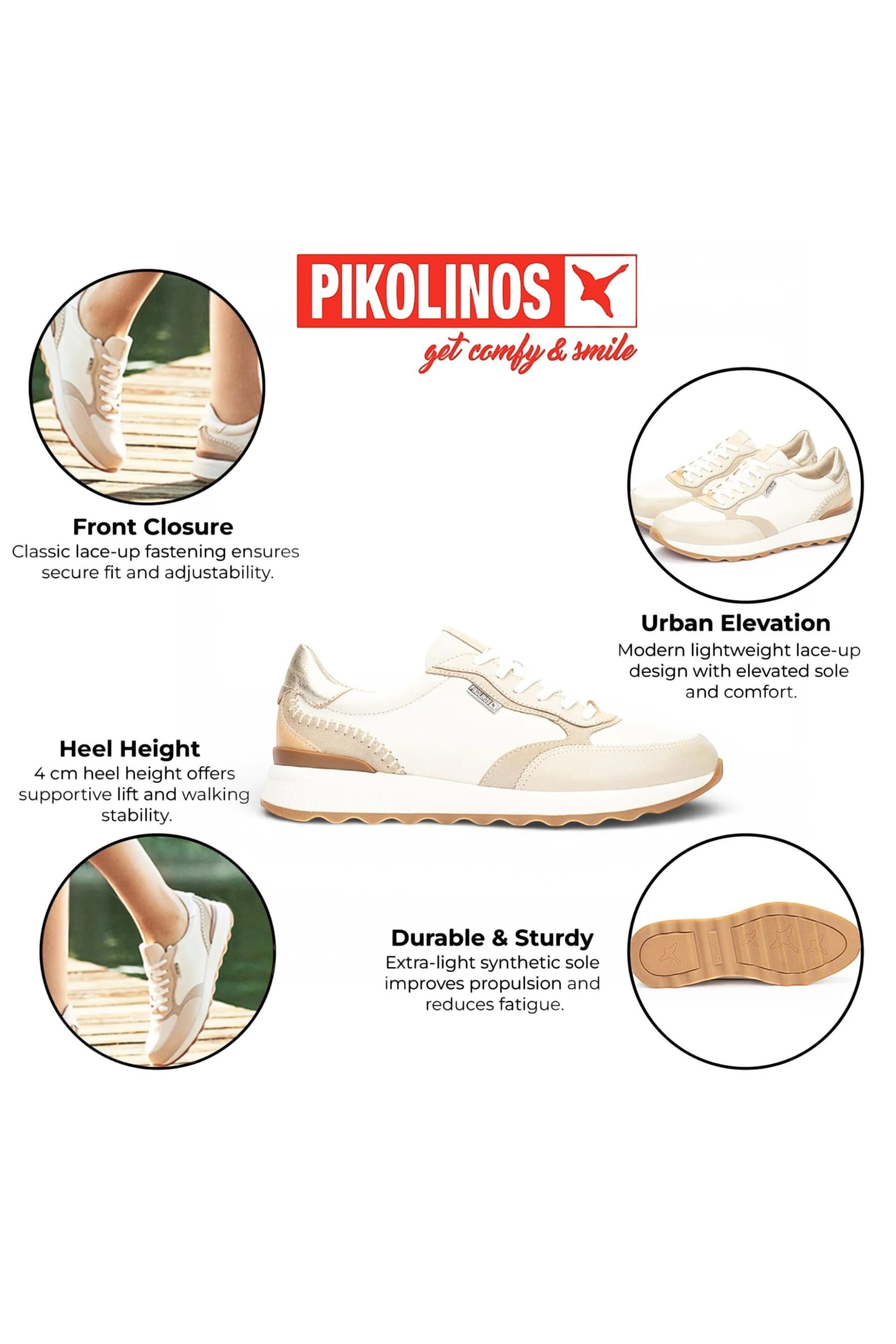 Beige Womens Sneaker Trainers Shoes-W1M-6625C1, Image 3 of 8