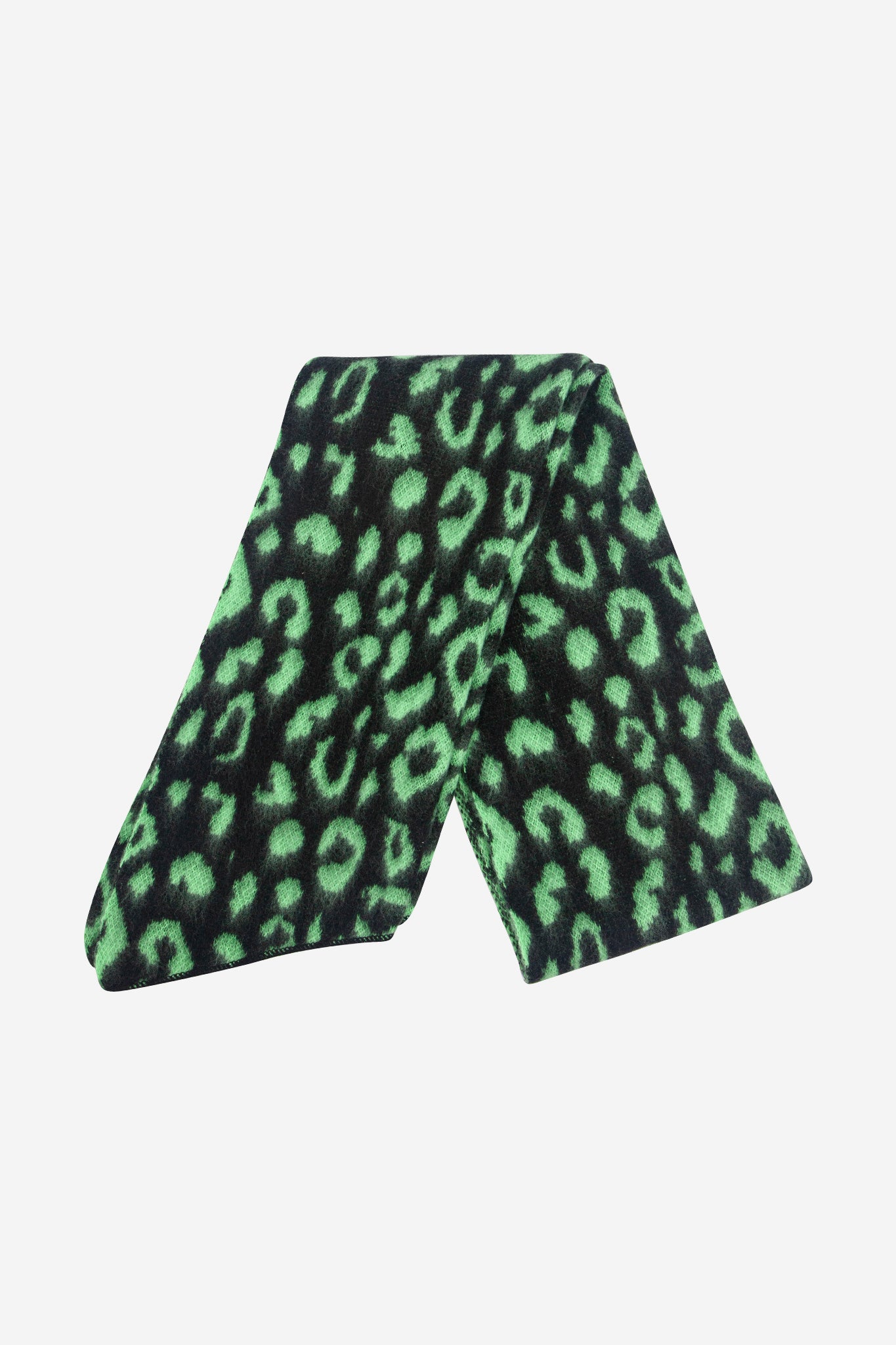 Green Asymmetric Leopard Winter Scarf, Image 4 of 4