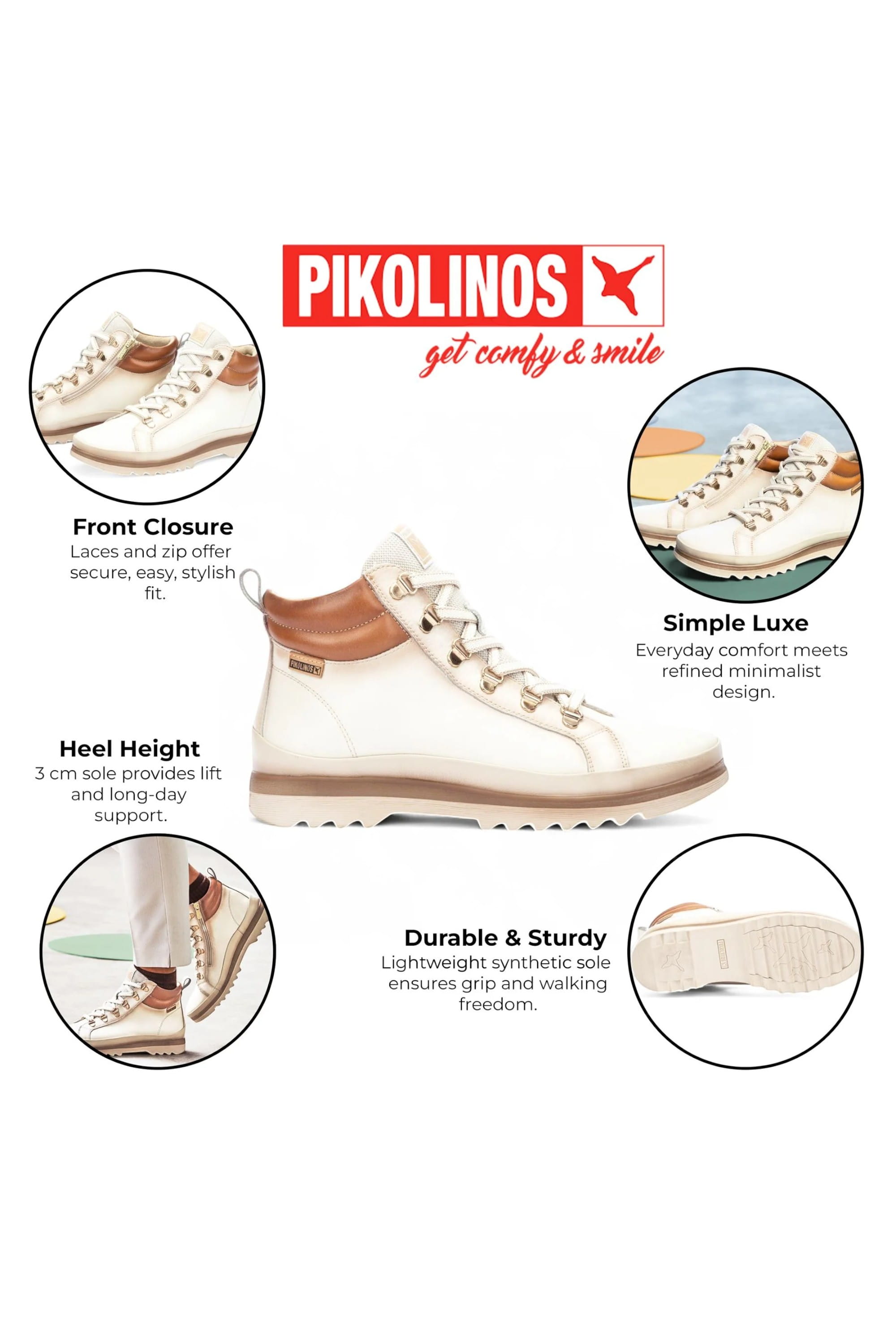 White Women’s Ankle Trainers Boots-W3W-8564, Image 3 of 8