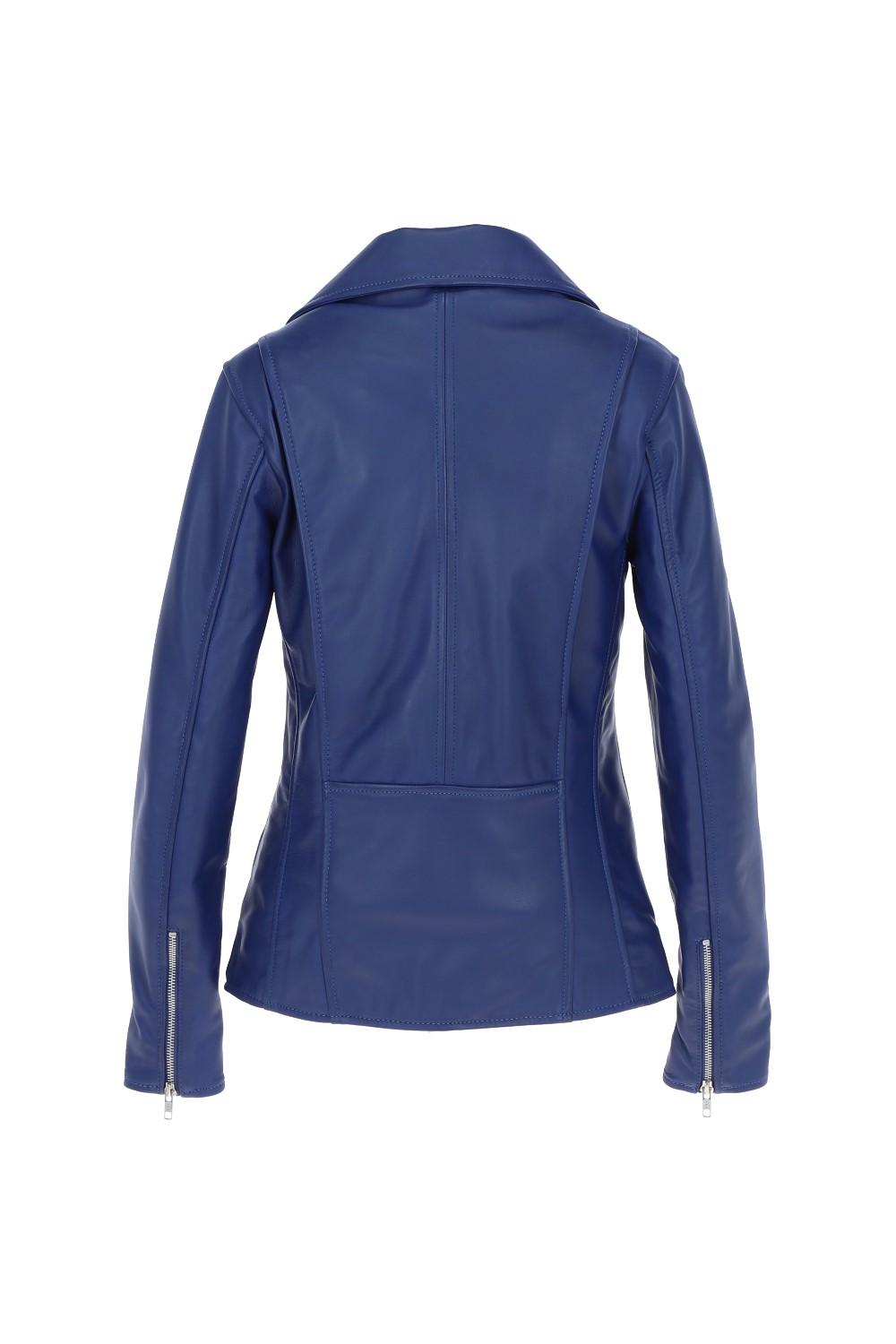 Royal Blue 'Mia' Leather Longline Biker Jacket, Image 4 of 5
