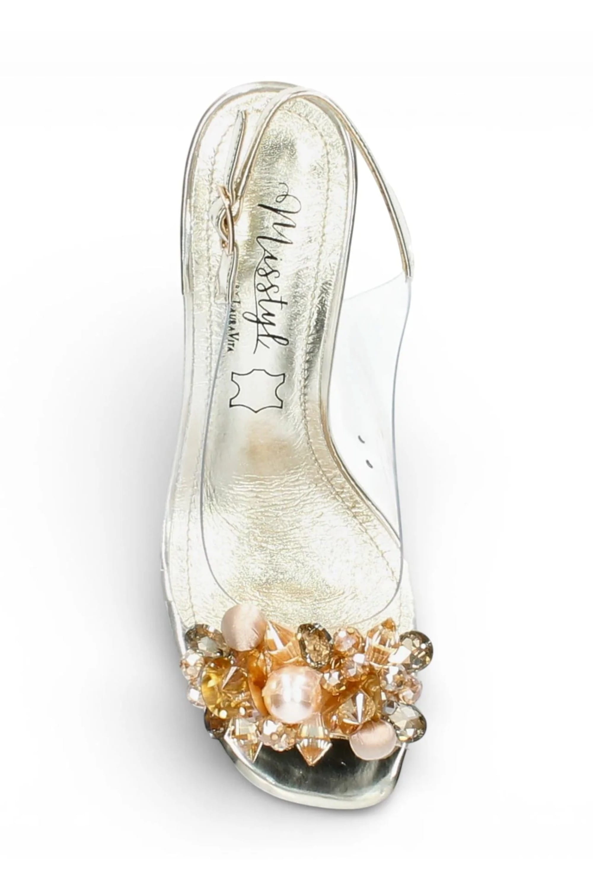 Gold Womens Block Heel Sandals - Marlene 12, Image 7 of 7