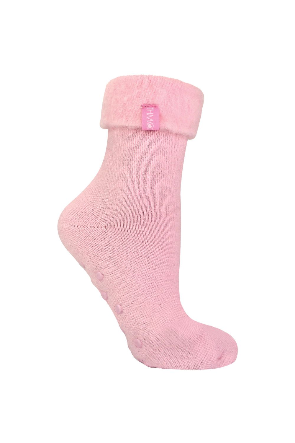 Pink 1 Pack Ladies Soft Plush Lined Slipper Bed Socks, Image 1 of 3