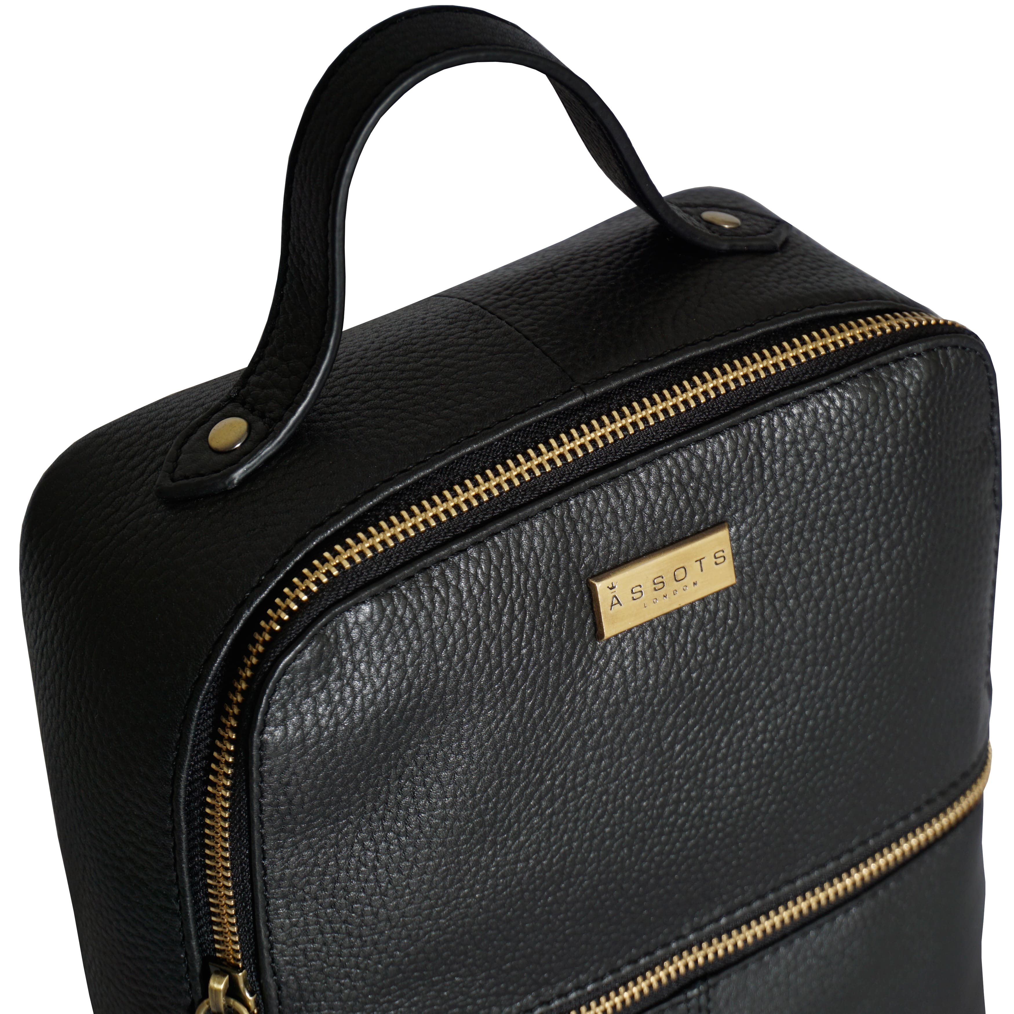 Black 'ELLA' Pebble Grain Mini Real Leather Backpack, Image 3 of 5