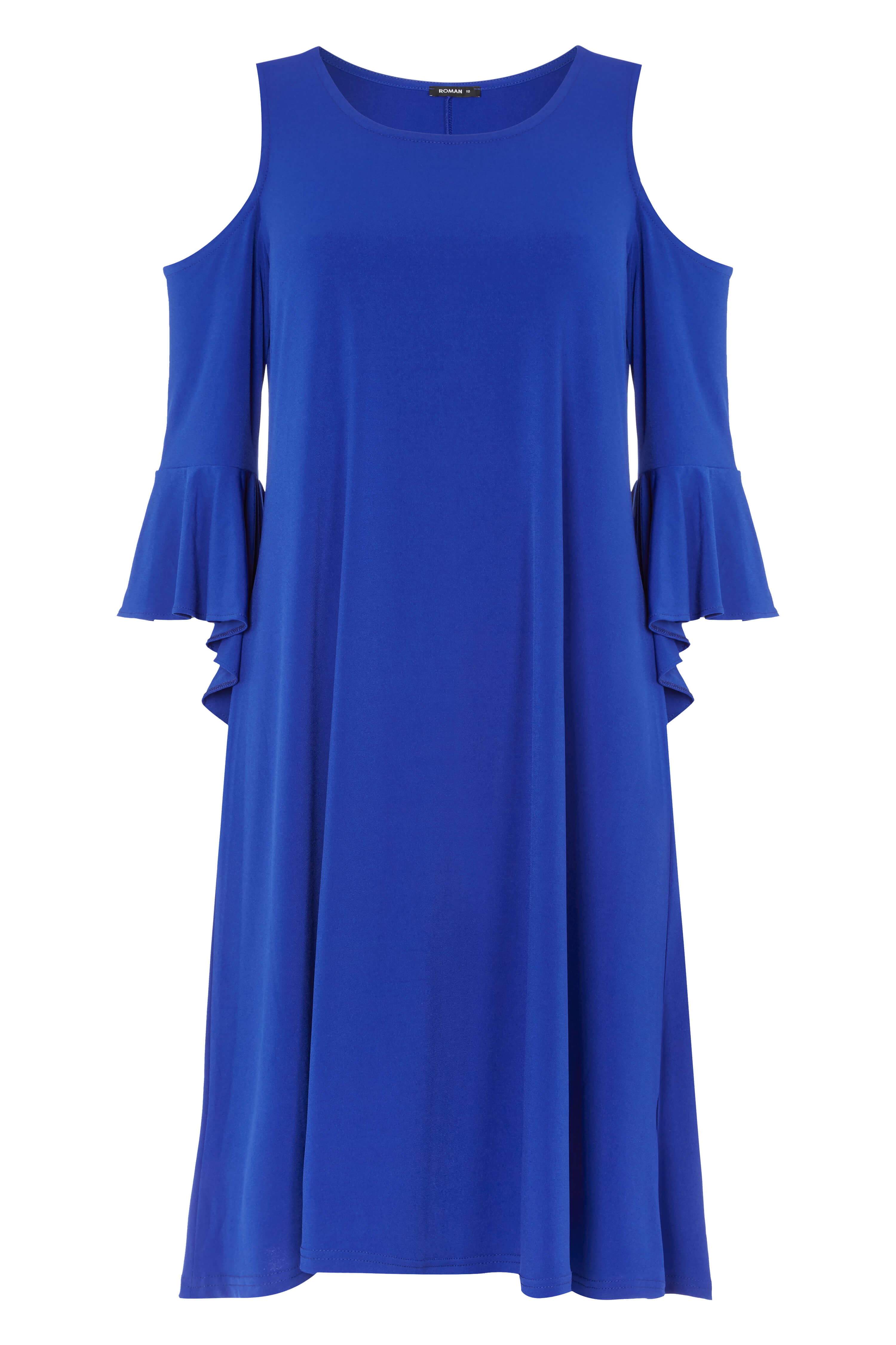 Royal Blue Flute Sleeve Dress, Image 6 of 5