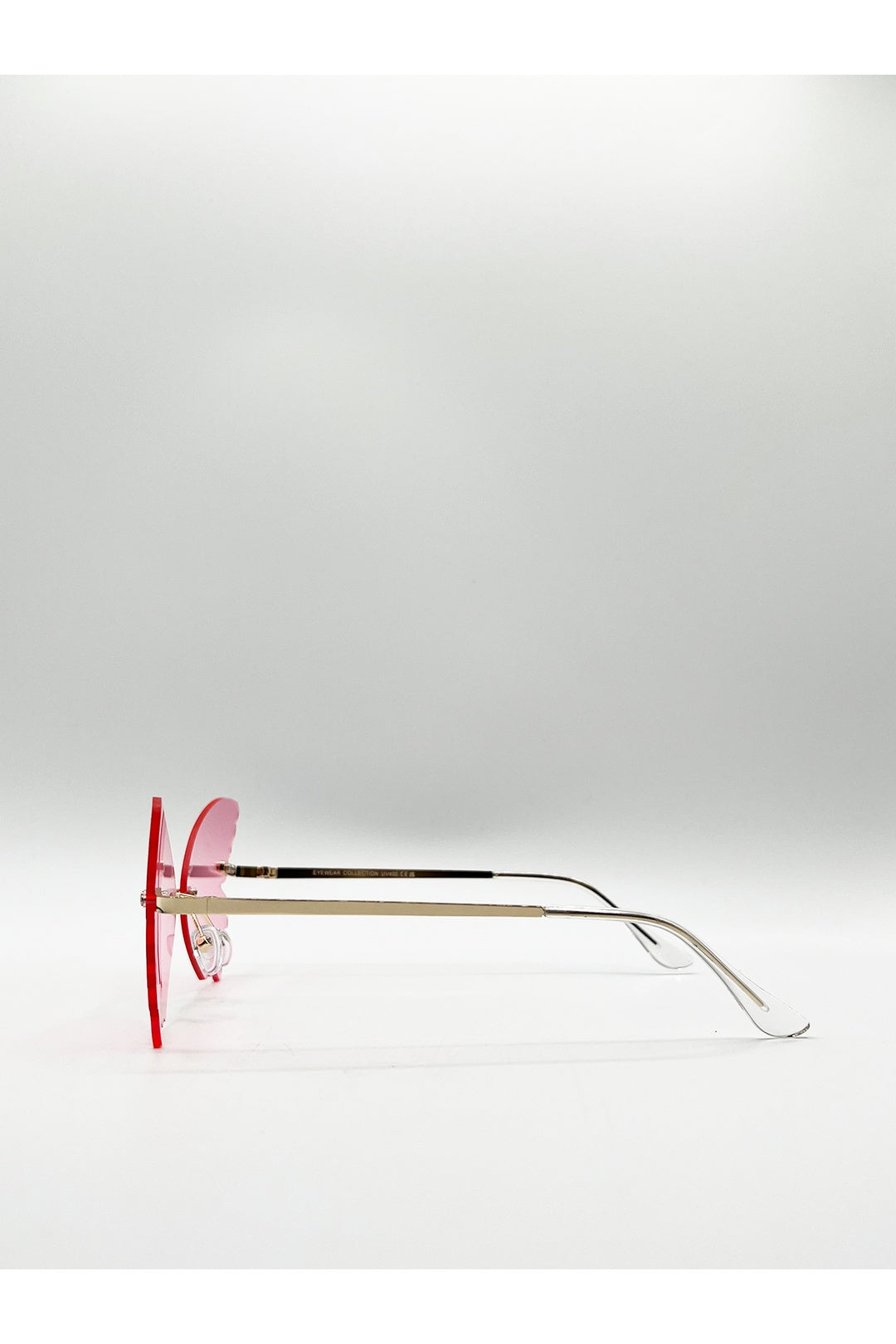 Pink Frameless Pink Butterfly Sunglasses, Image 5 of 6