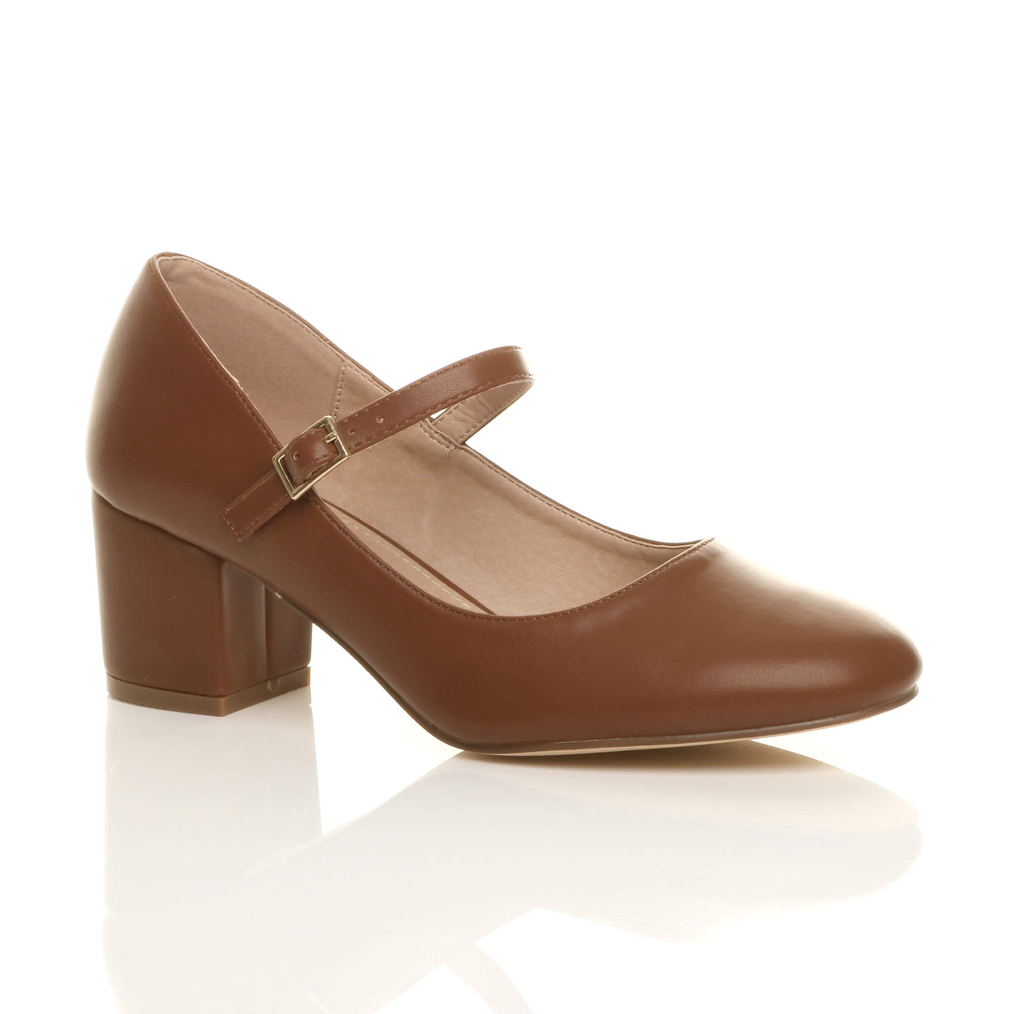 Black Mid Block Heel Mary Jane Court Shoes