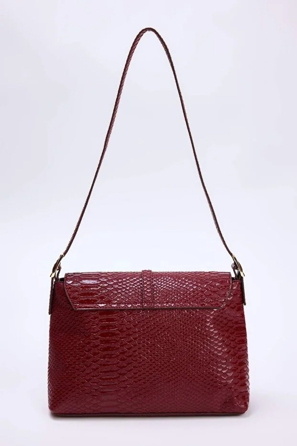 Red Buckle Detail Flap Over Shoulder Bag, Image 4 of 4