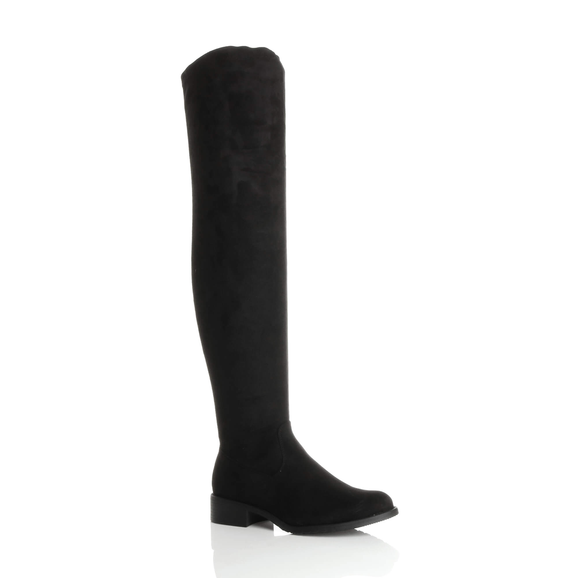 Black Stretchy Sock Over The Knee Boots