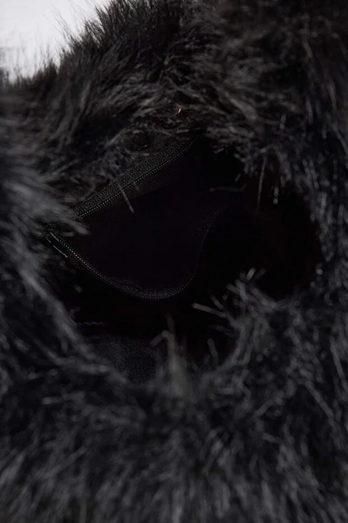 Black WOVCOR Black Faux Fur Slouchy Grab Bag, Image 2 of 3