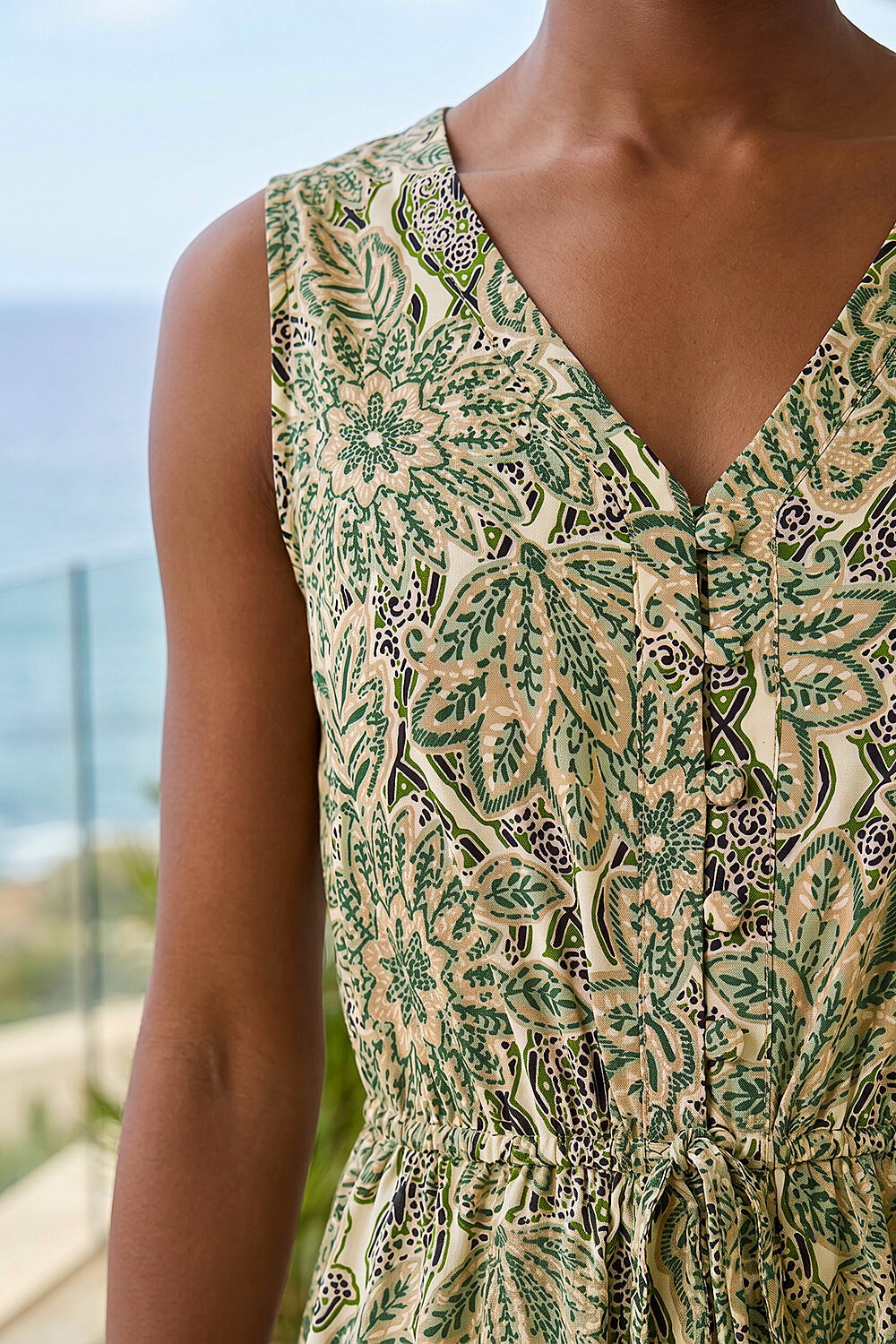 Stone Petite Paisley Tie Waist Dress, Image 5 of 4