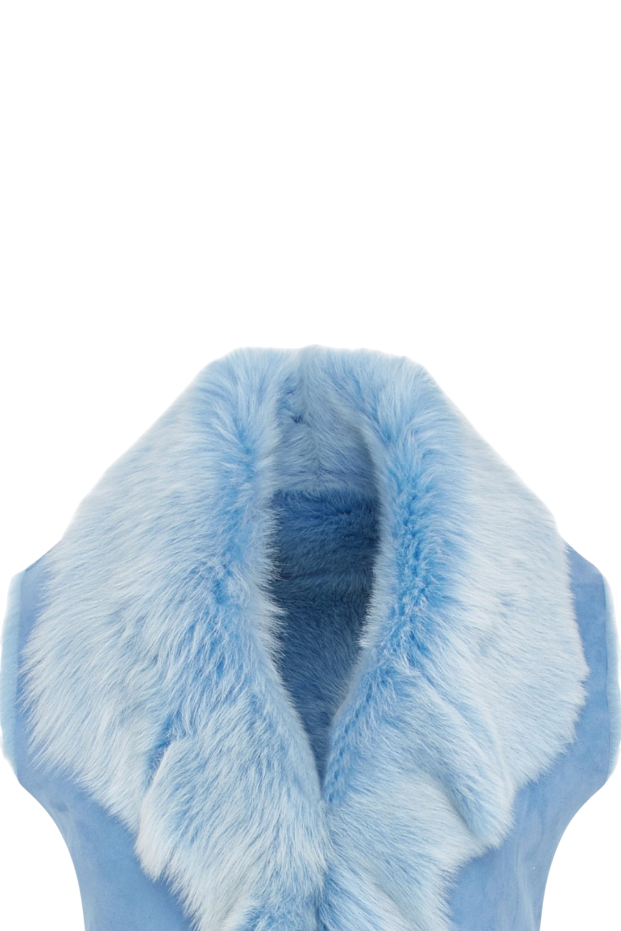 Sky Blue Toscana Sheepskin Long Gilet-Sorocaba, Image 5 of 6