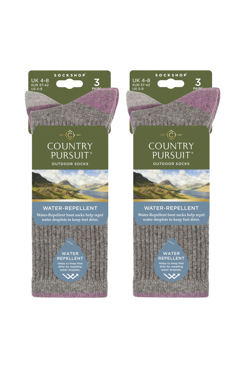 Grey 6 Pairs Water Repellent Hiking Socks, Image 2 of 3