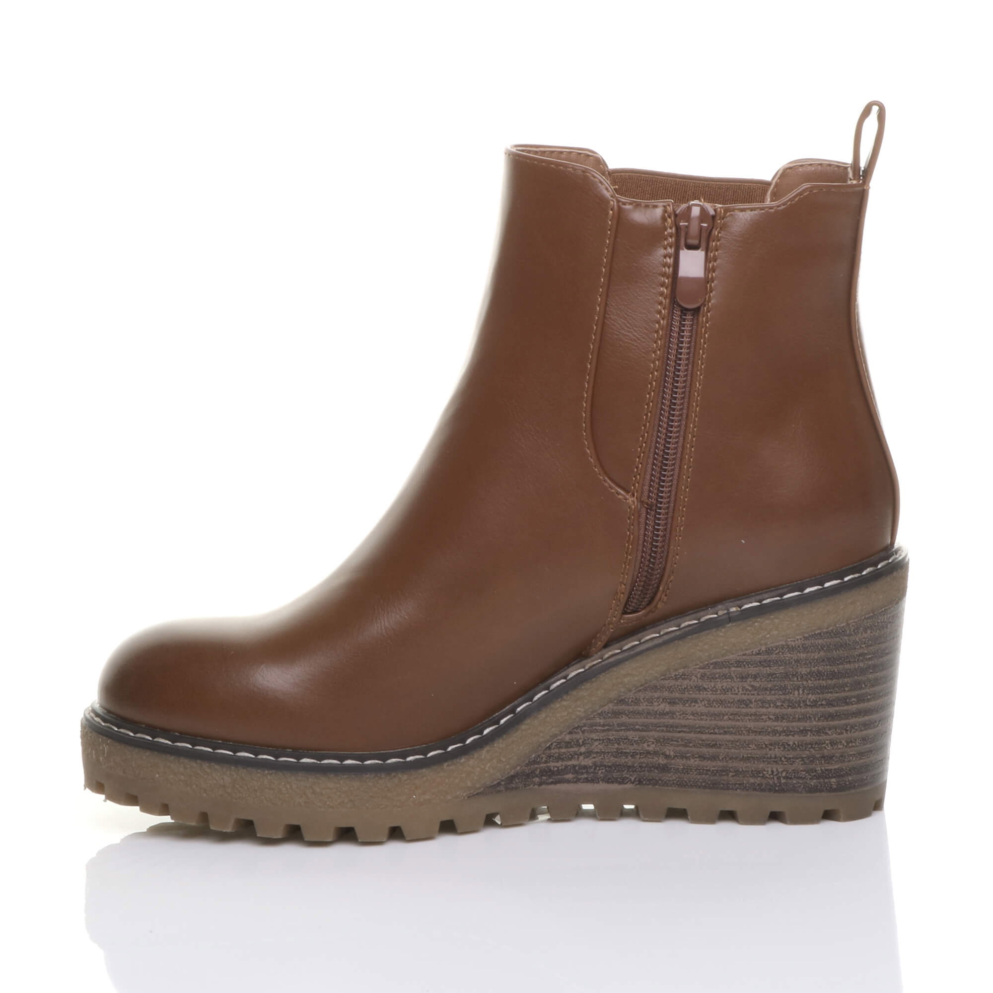 Camel AJVANI Camel High Wedge Heel Chelsea Ankle Boots, Image 3 of 6