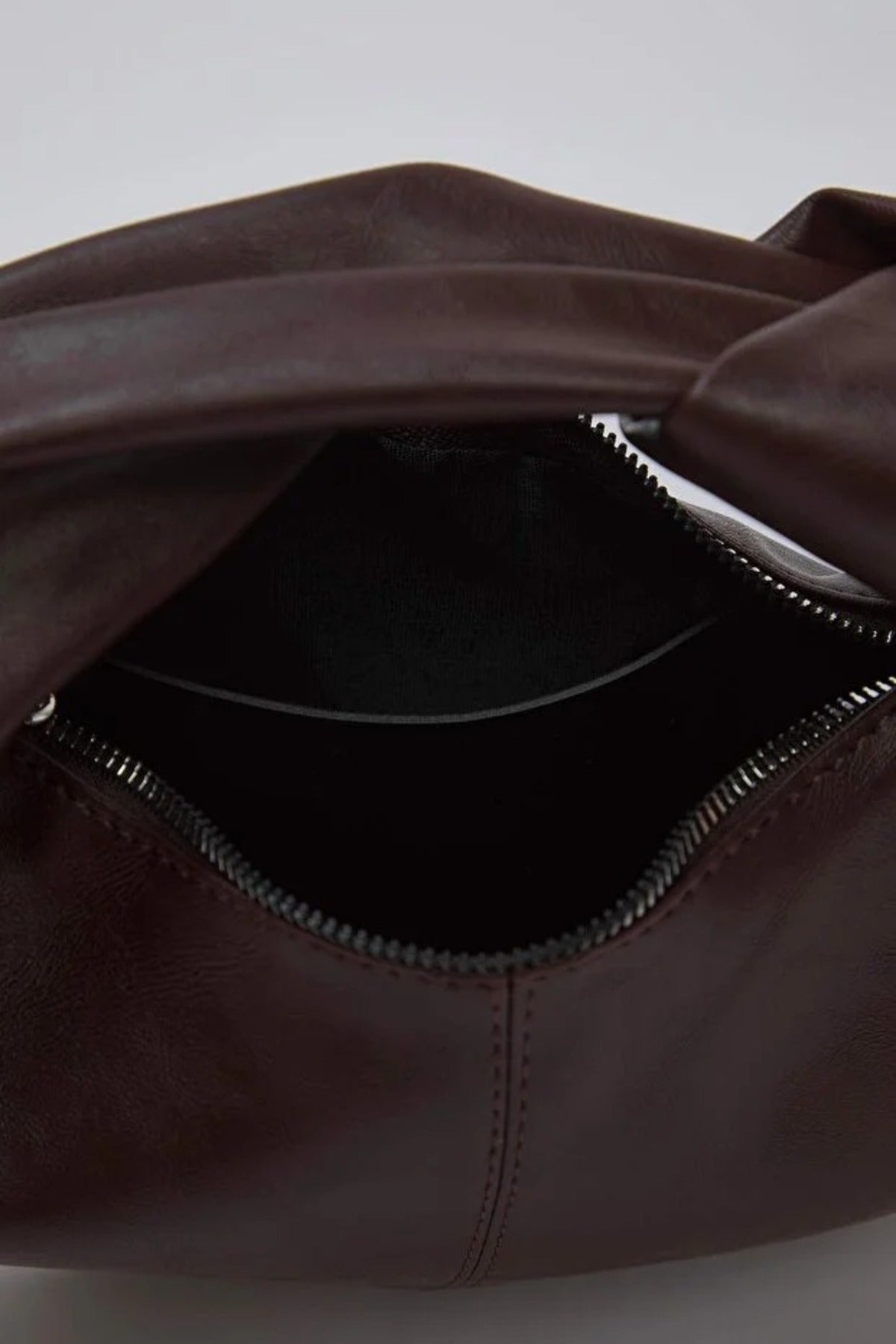 Dark Brown Oval Knot-Handle Mini Shoulder Bag, Image 2 of 3