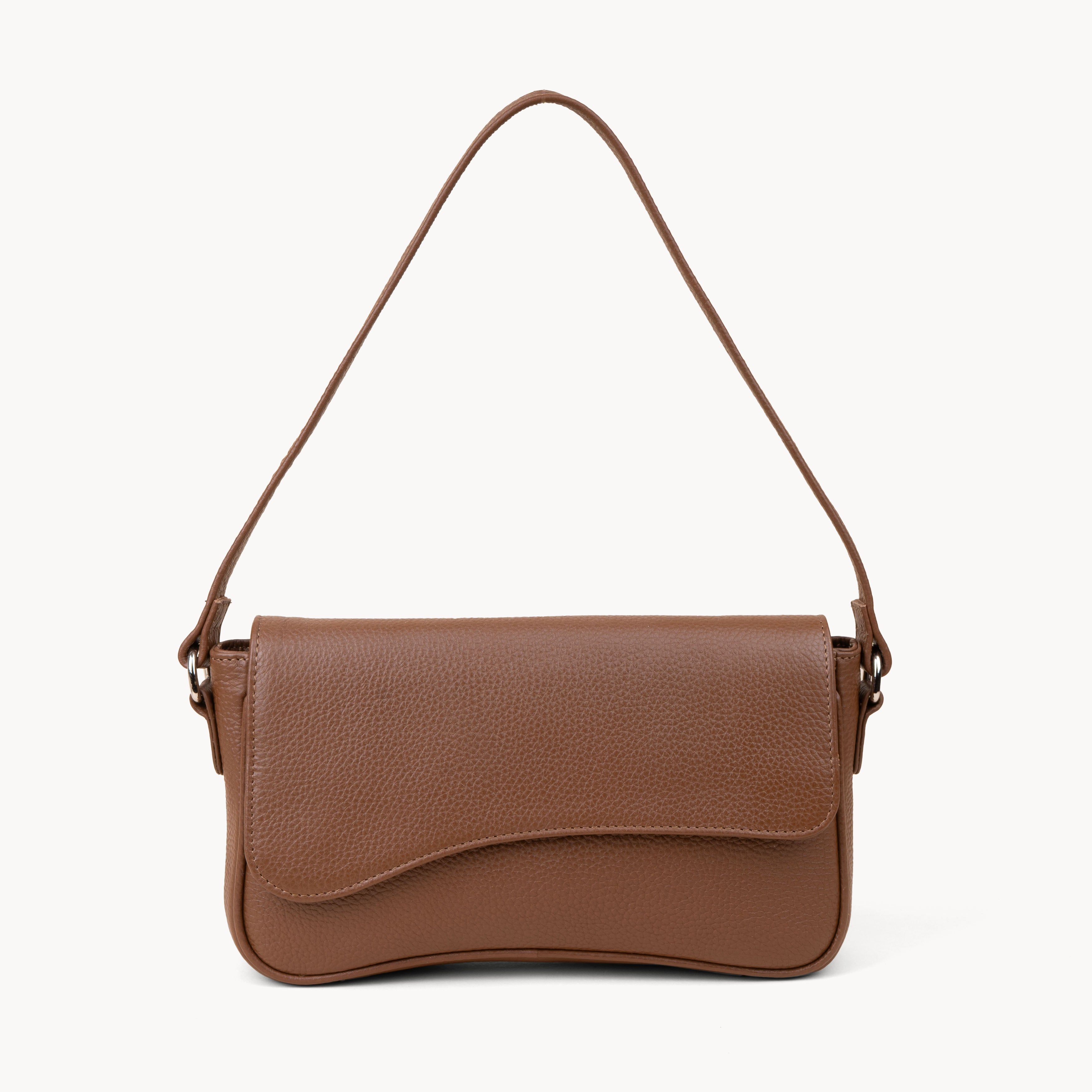 Tan 'BEVERLY' Pebble Grain Real Leather Shoulder Bag, Image 1 of 4