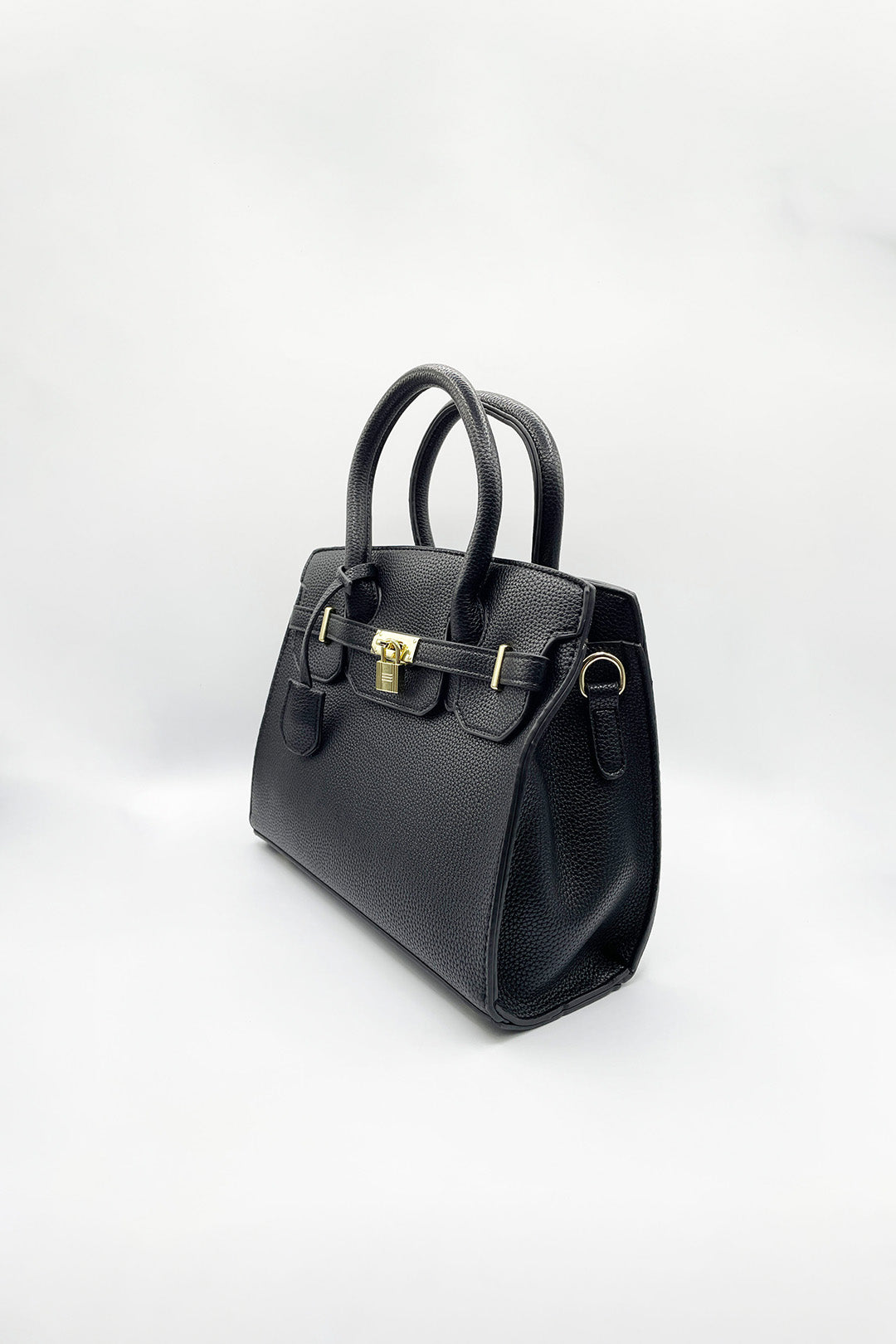 Black Top Handle Satchel Handbag, Image 4 of 5