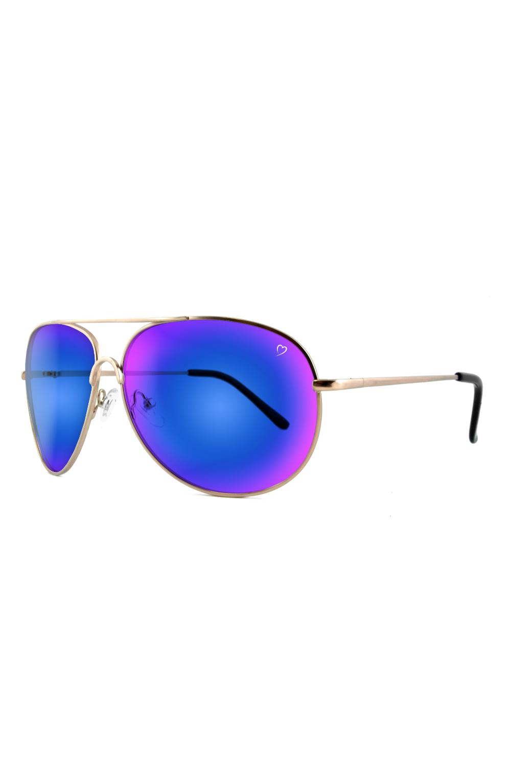 Gold Ruby Rocks Classic 'Casablanca' Aviator Sunglasses in Shiny Gold, Image 1 of 2