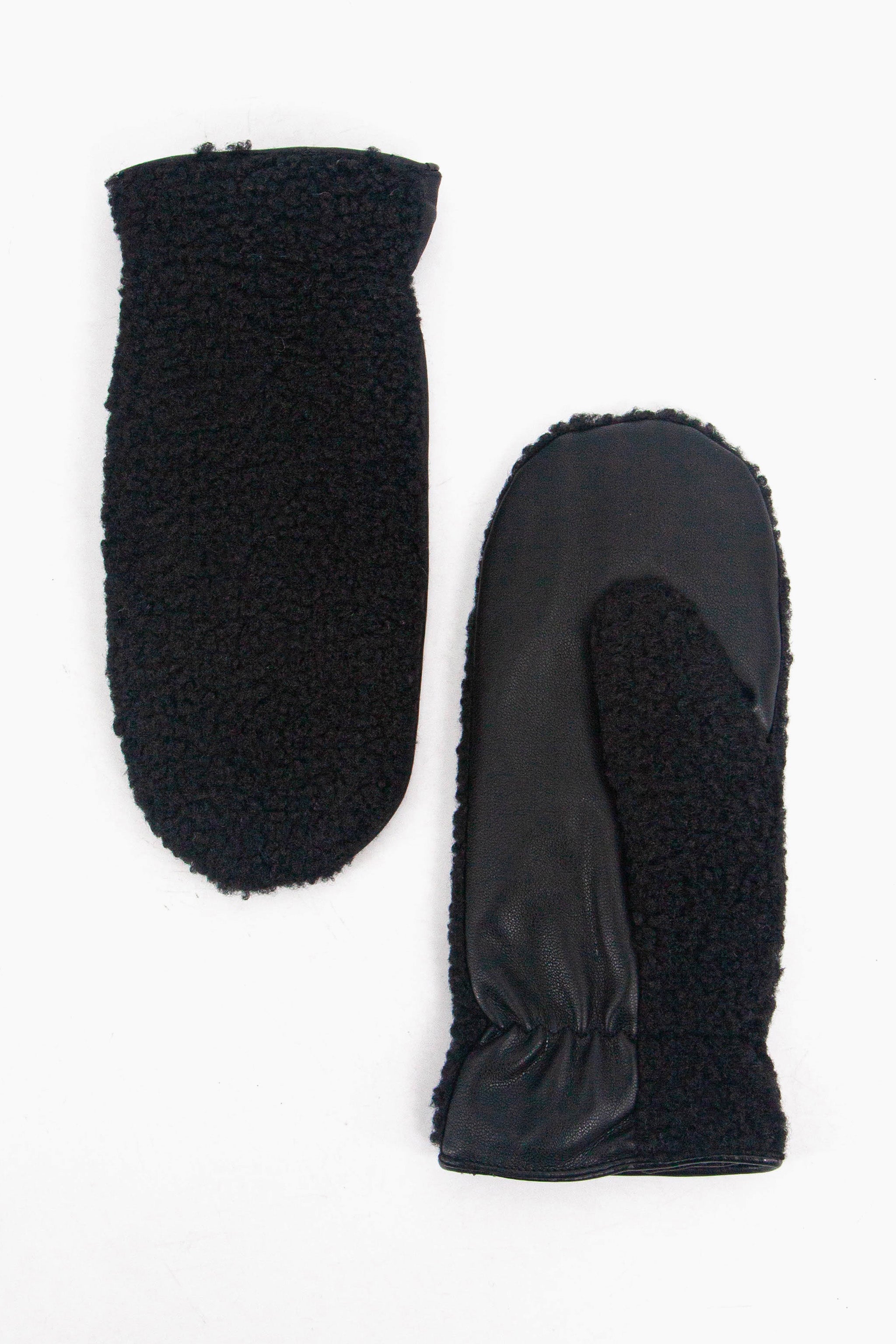 Black Borg Fleece Winter Mittens, Image 1 of 4