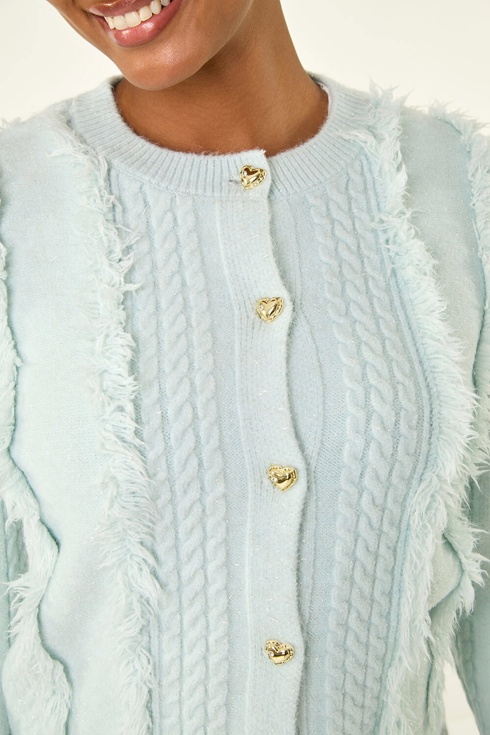 Light Blue Fringe Knit Cardigan | Roman UK