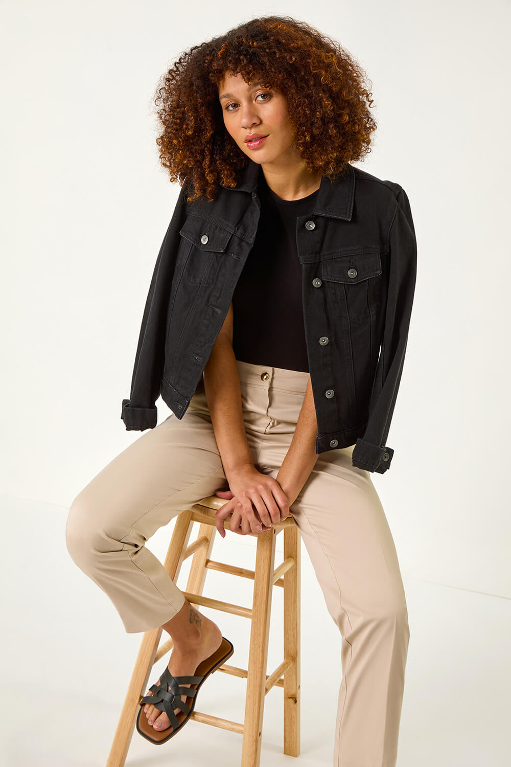Stone Cotton Stretch Cropped Trouser, Image 3 of 5