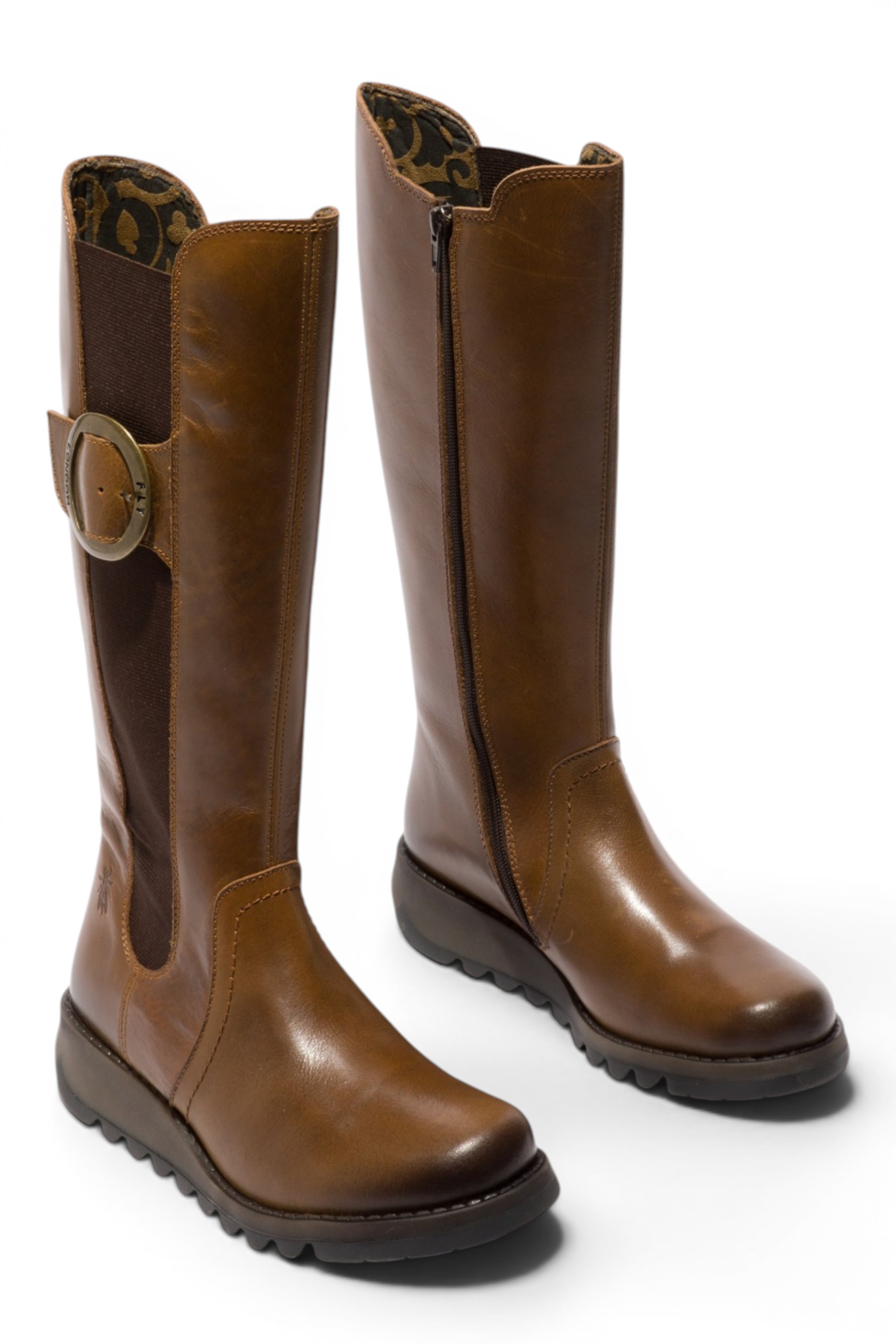 Camel Womens Leather Knee-High Boots-SOIF360, Image 2 of 5