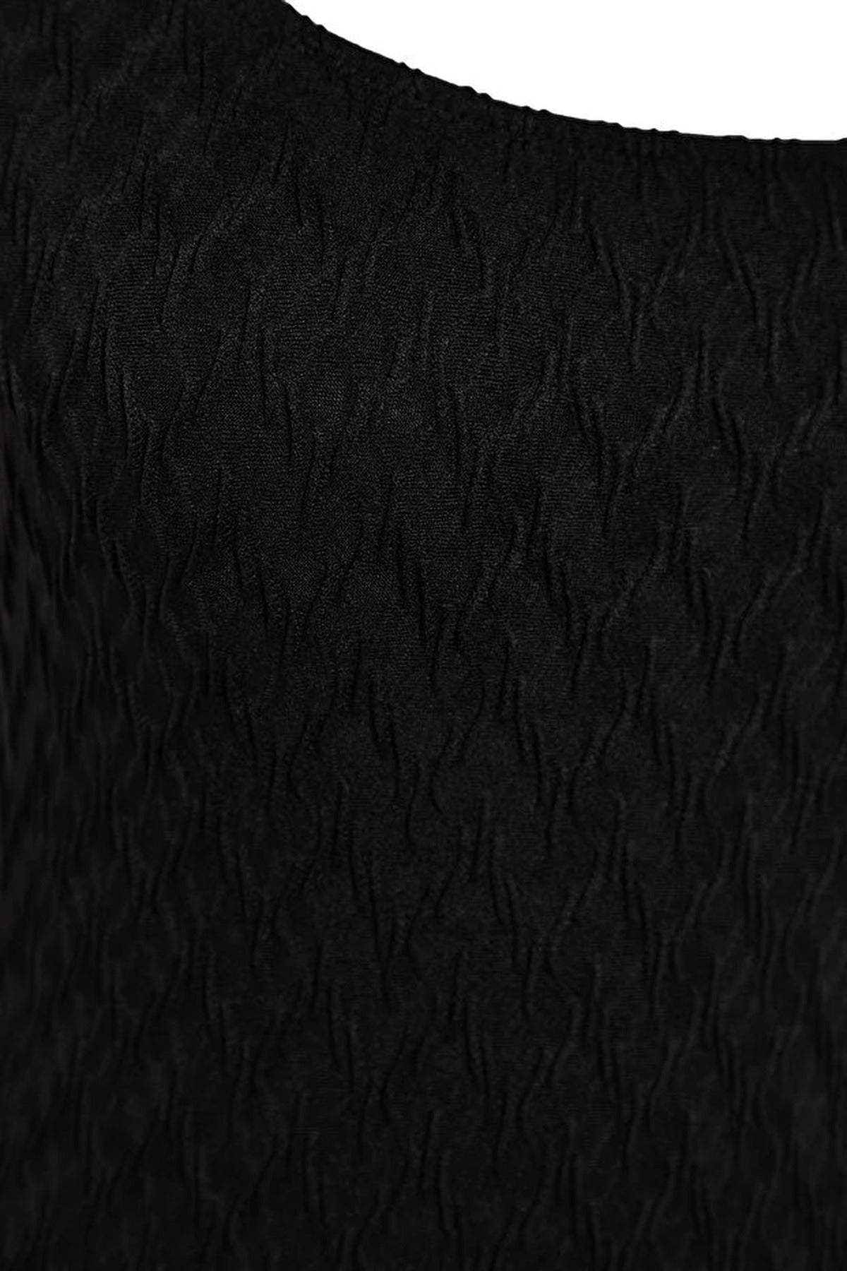 Black Textured Square Neck High Leg Swimsuit, Image 2 of 3
