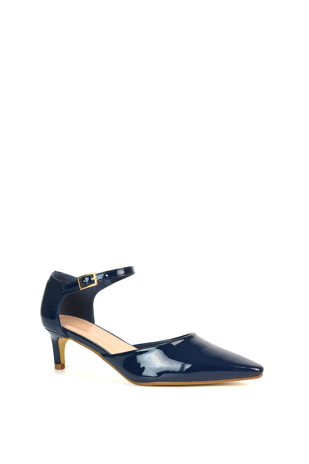 Navy XY LONDON Navy 'Kacey' Low Heel Court Shoes With Slingbacks, Image 2 of 6