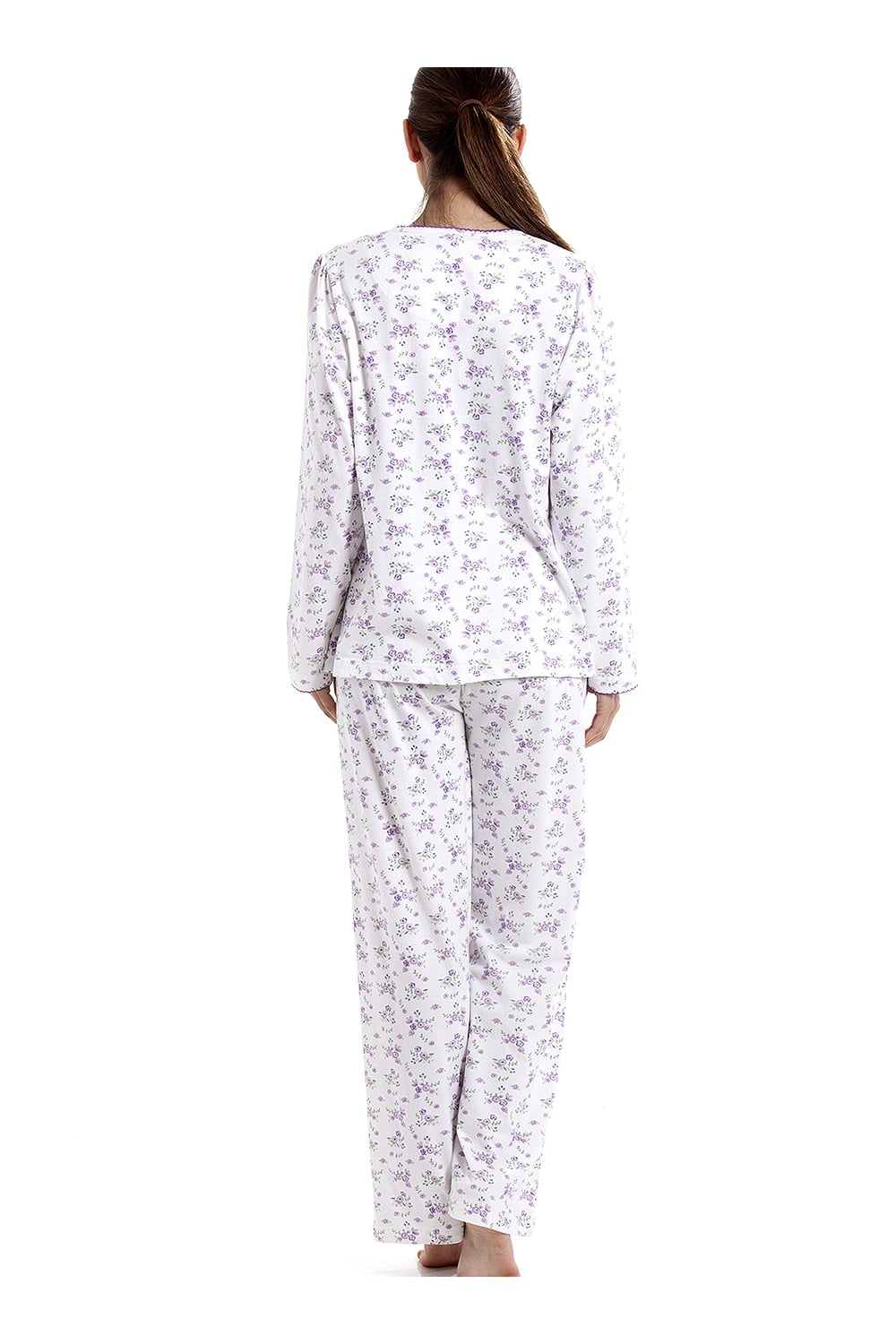 Lilac Camille Lingerie Lilac Jersey Cotton Ditsy Floral Print Pyjama Set, Image 2 of 5