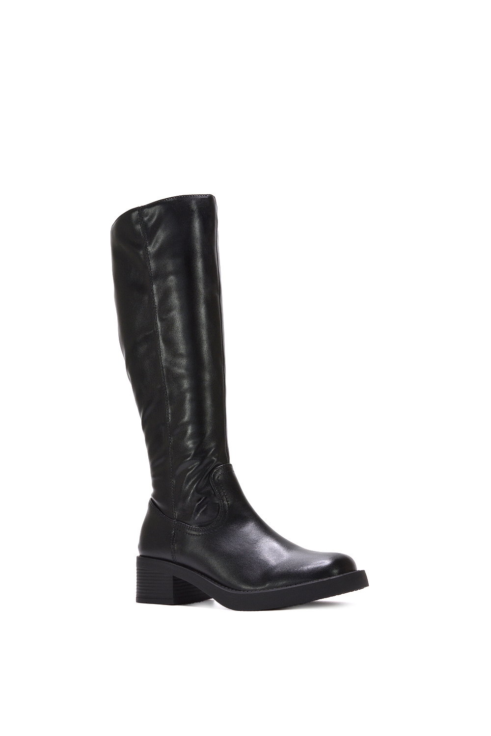 Black 'Nyx' Knee High Equestrian Style Biker Riding Boots, Image 2 of 6