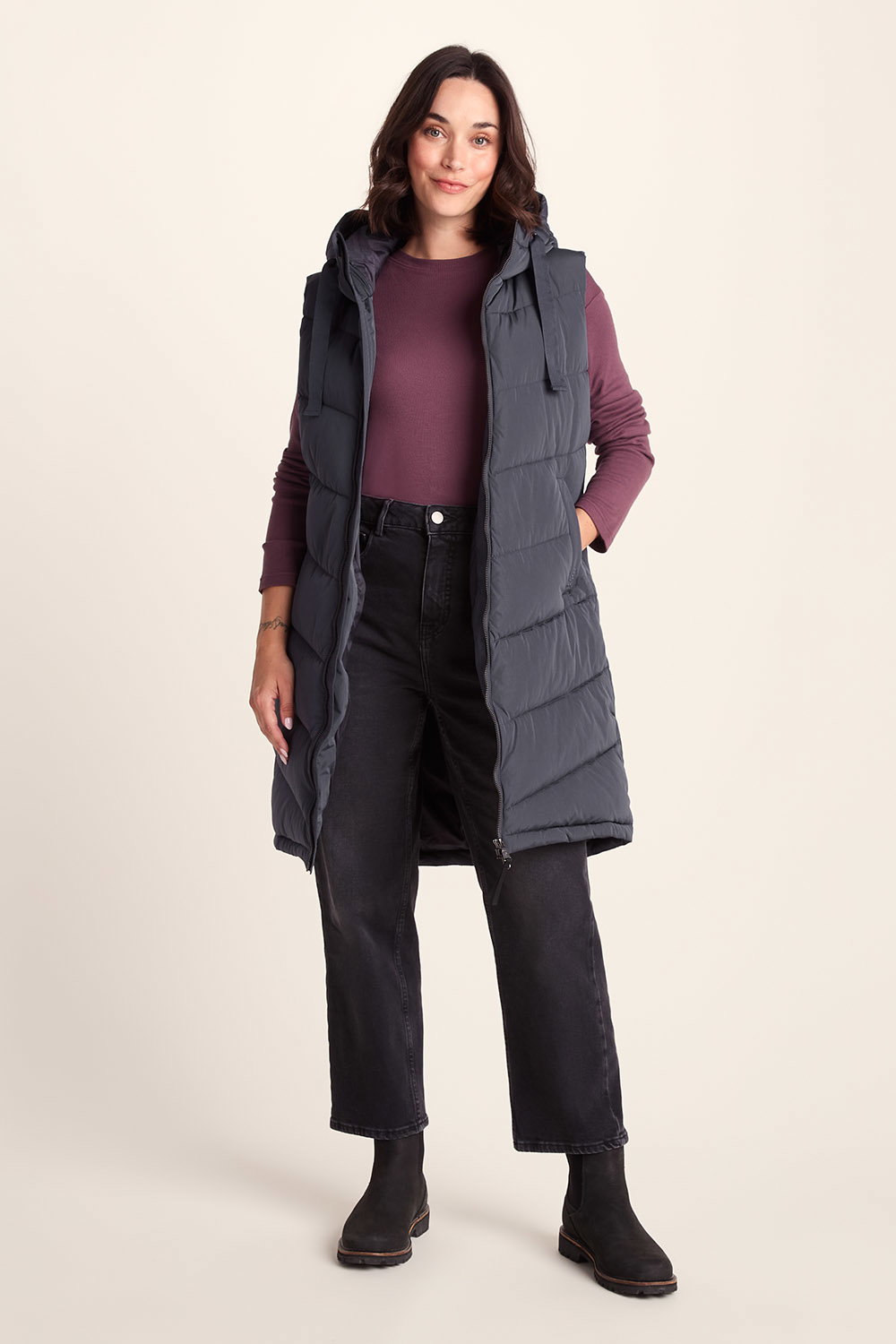 Blue Ranskill Long Insulated Gilet, Image 4 of 6