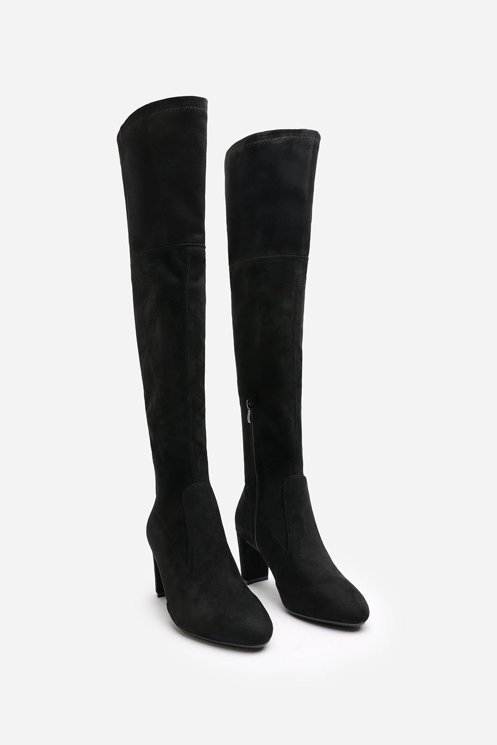 Black 'Sonya' Block Heel Over The Knee Boots, Image 4 of 7