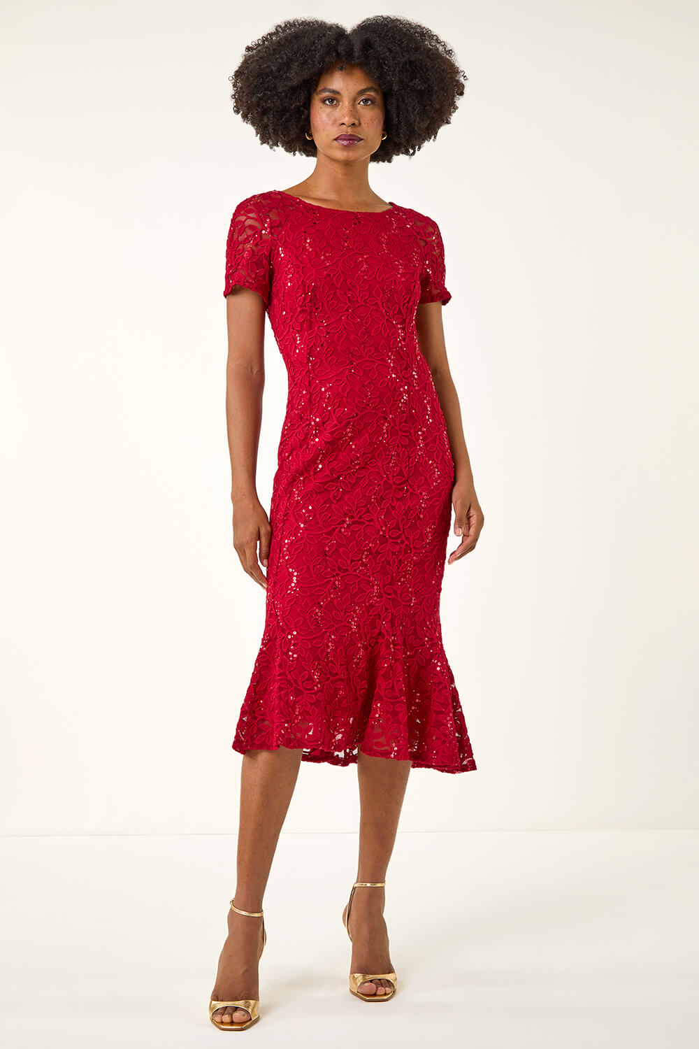 knee length dresses for ladies Sequin and print dress