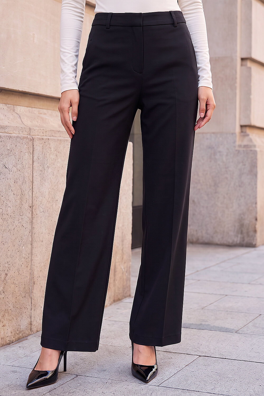 Roman Women's Black Regular Wide Leg Trouser Size 12