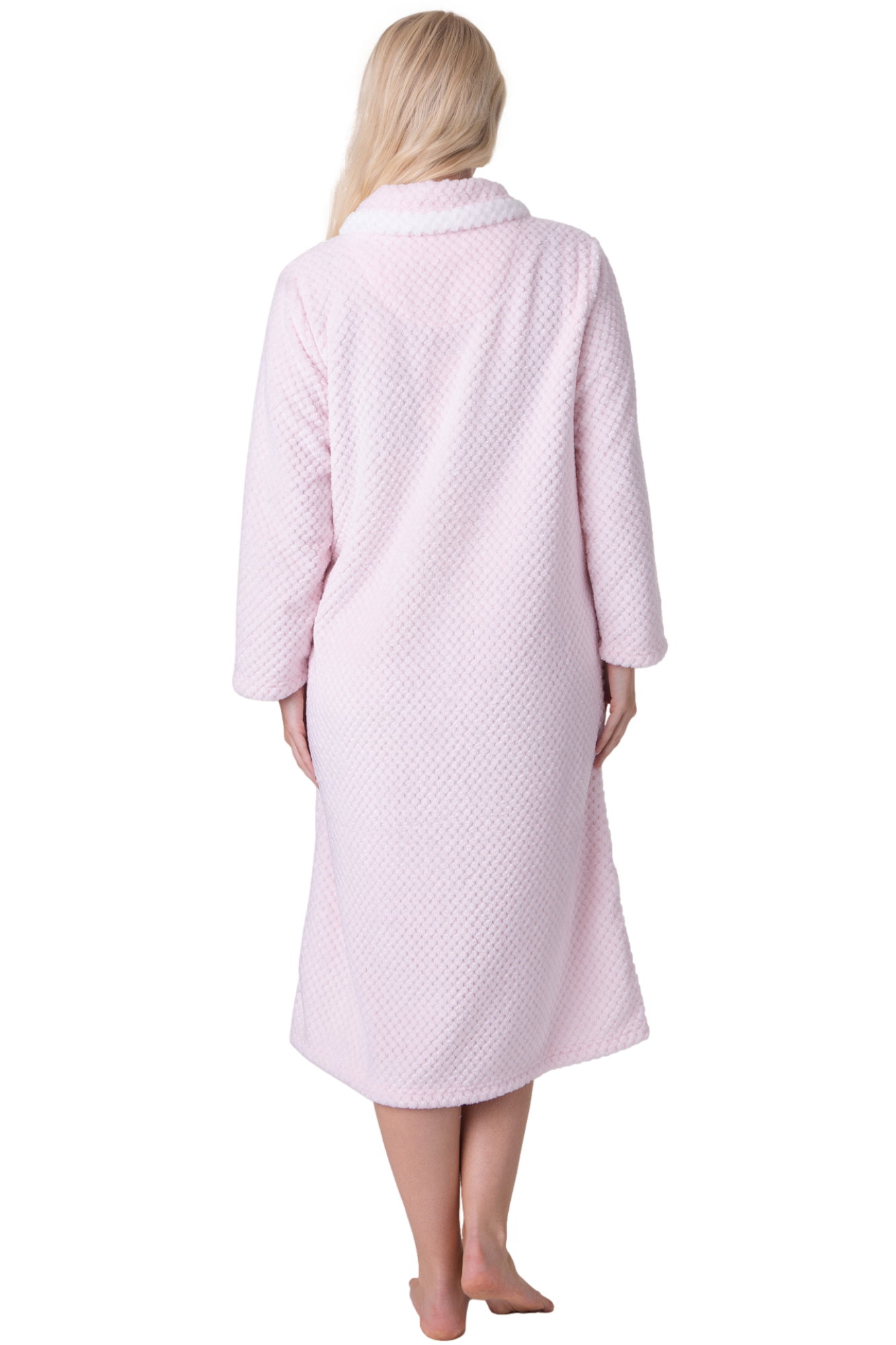 Pink Camille Lingerie Pink Supersoft Button Front Housecoat, Image 3 of 5