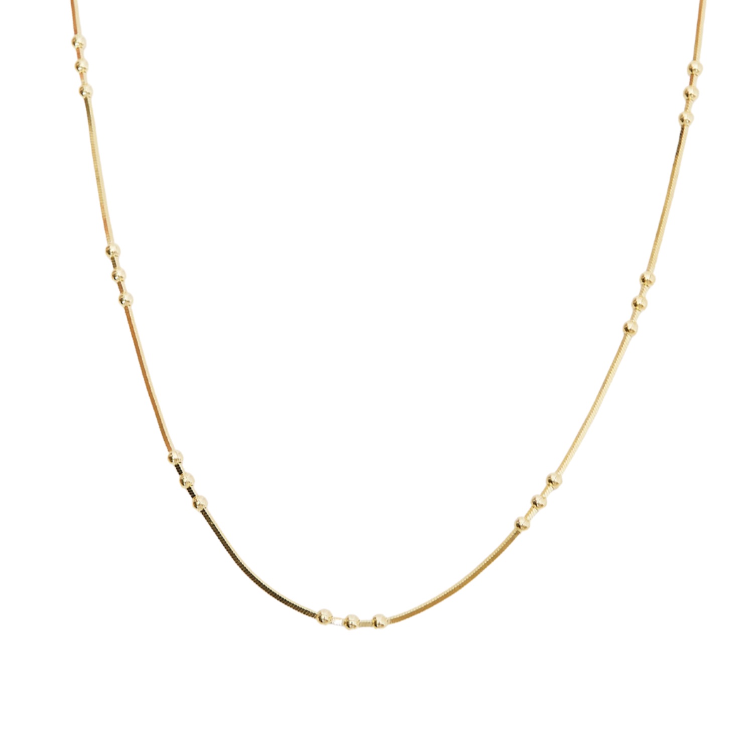 Gold Three Bead Sterling Silver Chain Satellite Necklace, Image 1 of 4