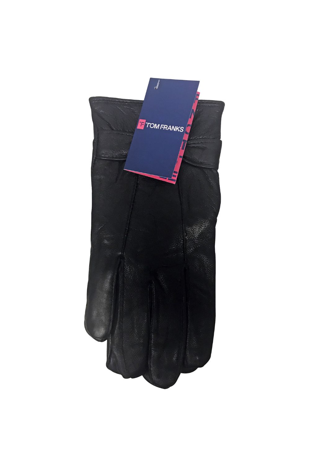 Black Fleece Lined Warm Leather Gloves with Bow, Image 2 of 5