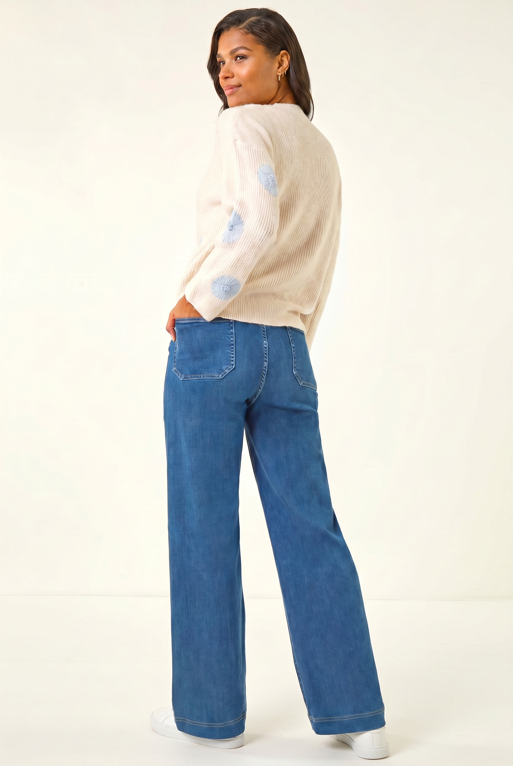 Ivory Scattered Flower Knit Jumper, Image 4 of 5