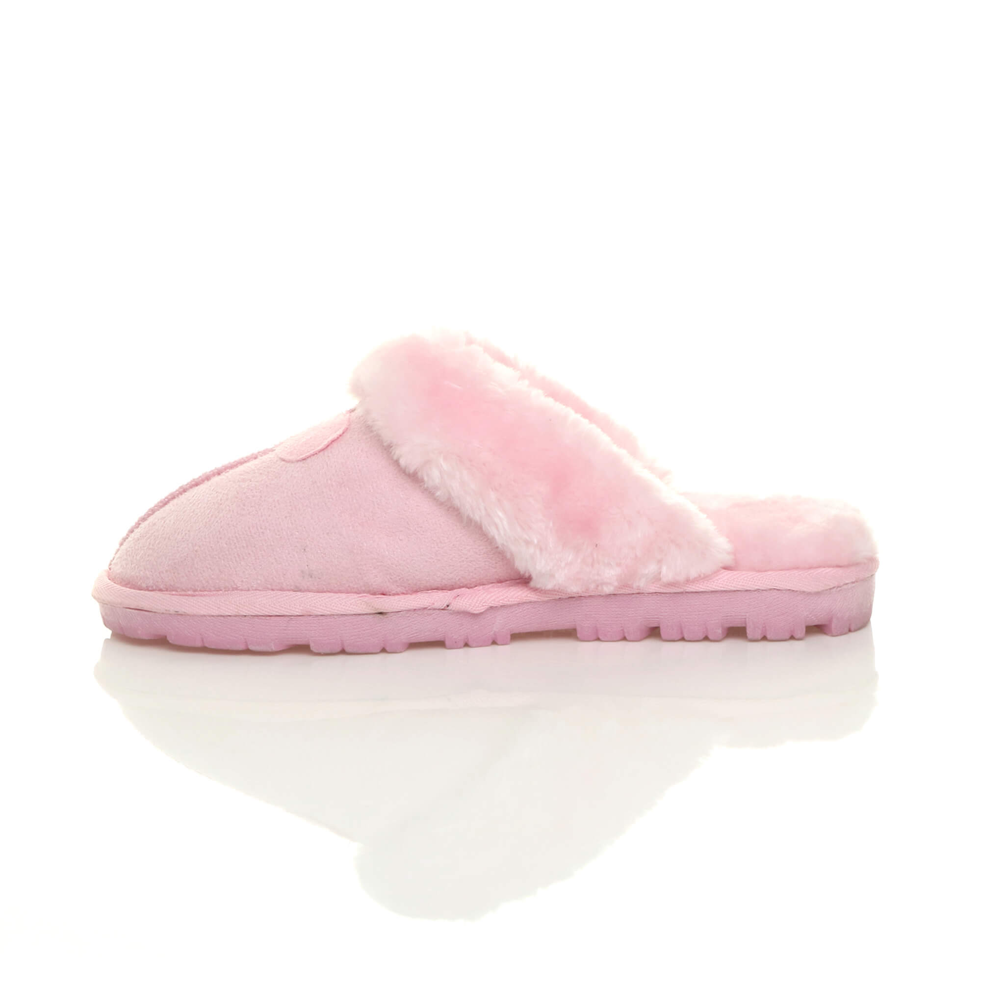 Pink Faux Fur Lined Slip On Memory Foam Mules Slippers, Image 2 of 5