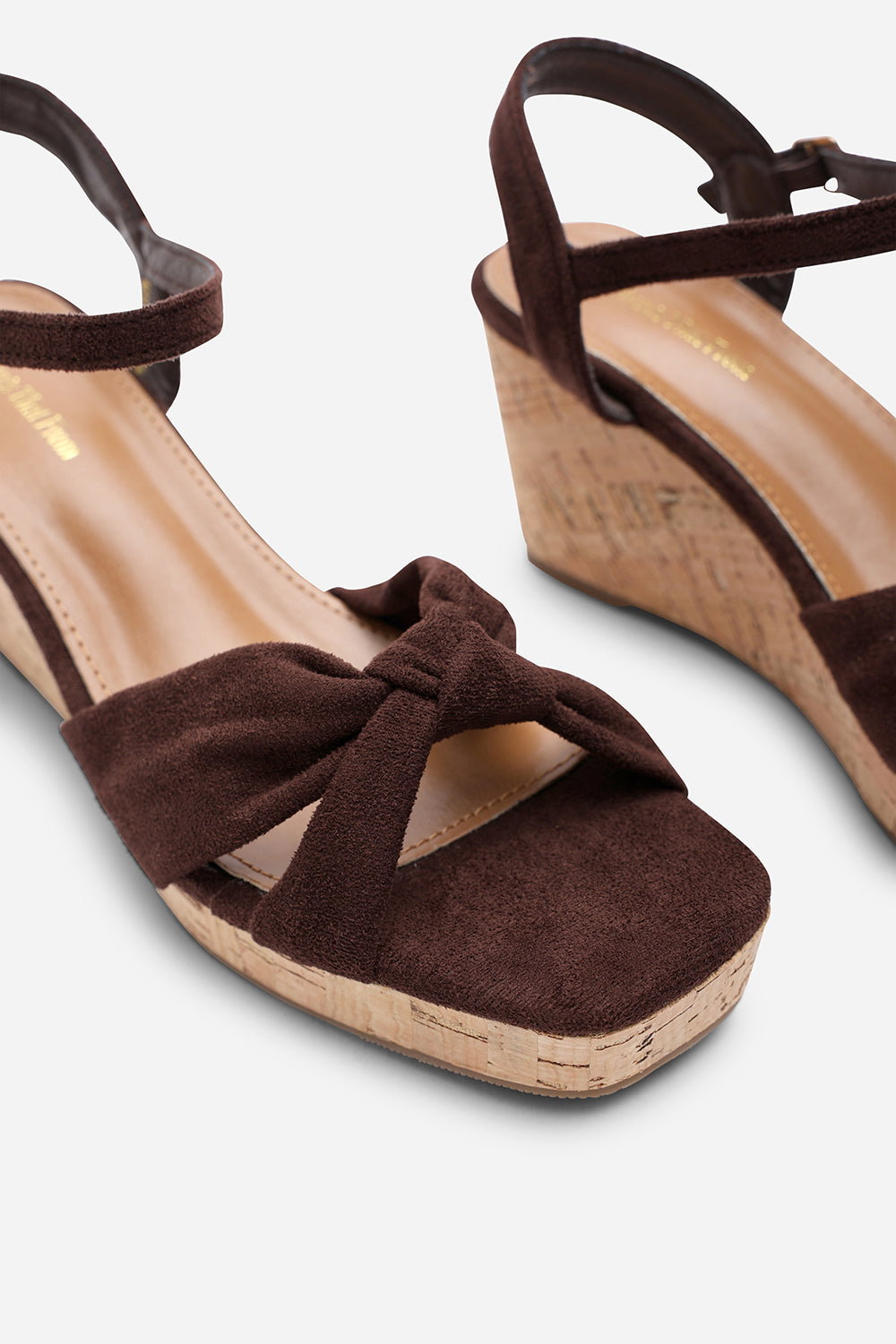 Dark Brown Mystique Platform Knot Detail Wedge, Image 5 of 6