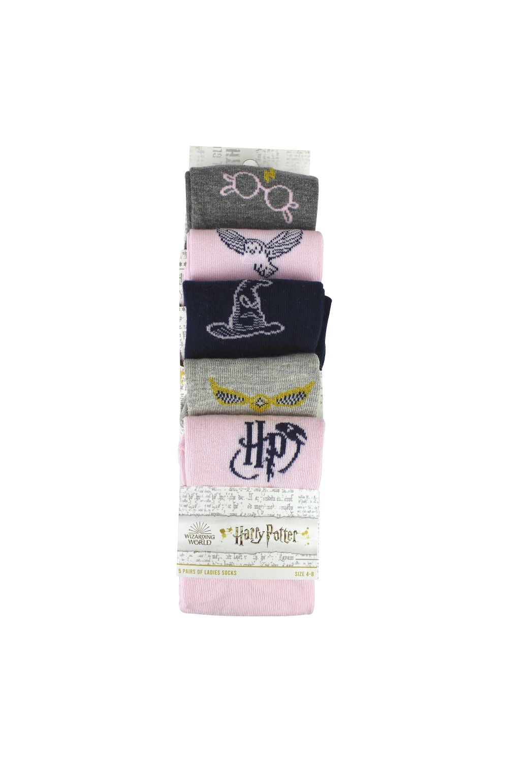 Multi 5 Pairs Ladies Cotton Novelty Socks - Harry Potter Pattern Comfortable Socks, Image 2 of 4