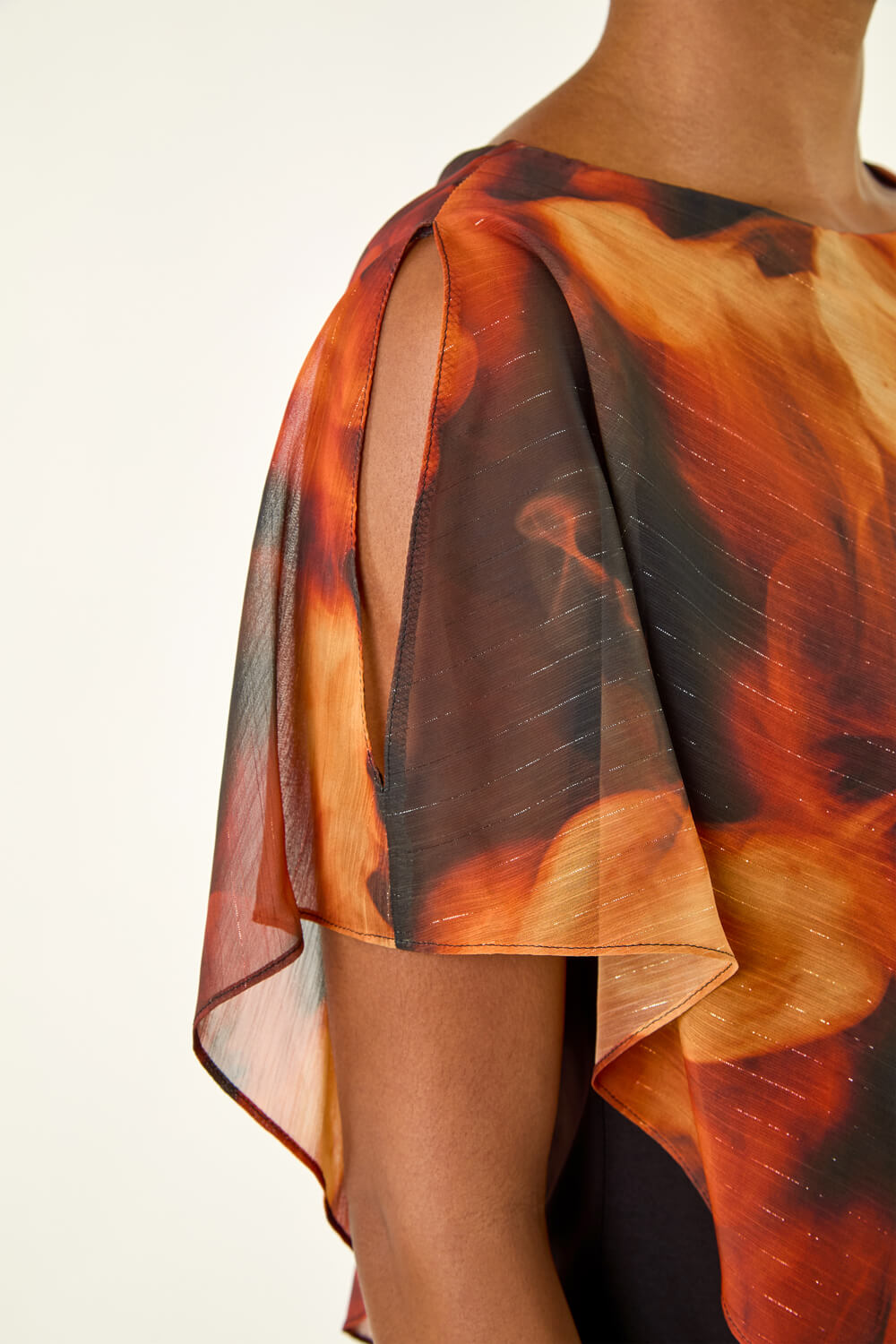 Rust Fire Metallic Asymmetric Overlay Top, Image 6 of 5