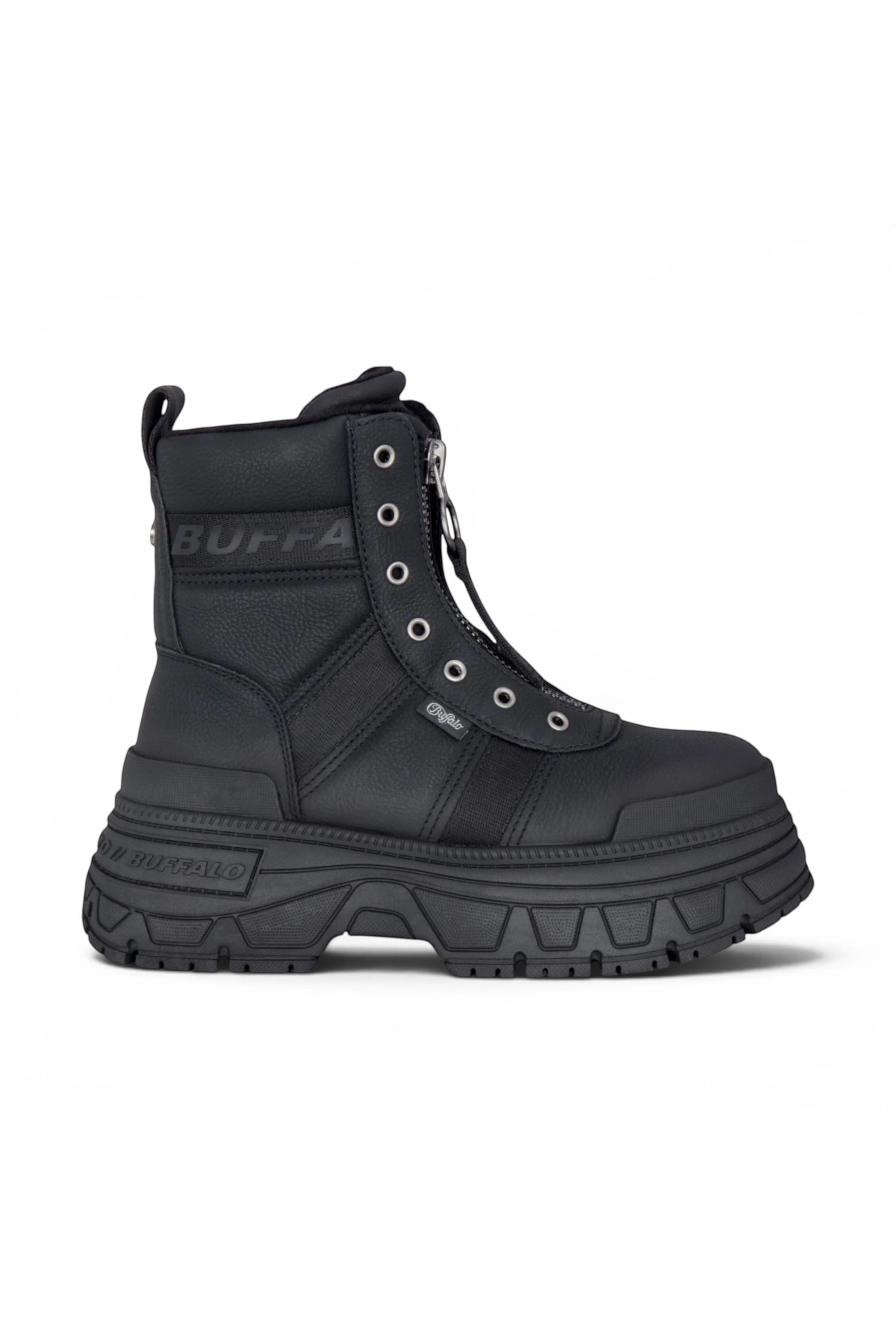 Black Womens Platform High Ankle Boots-Fusion, Image 1 of 7