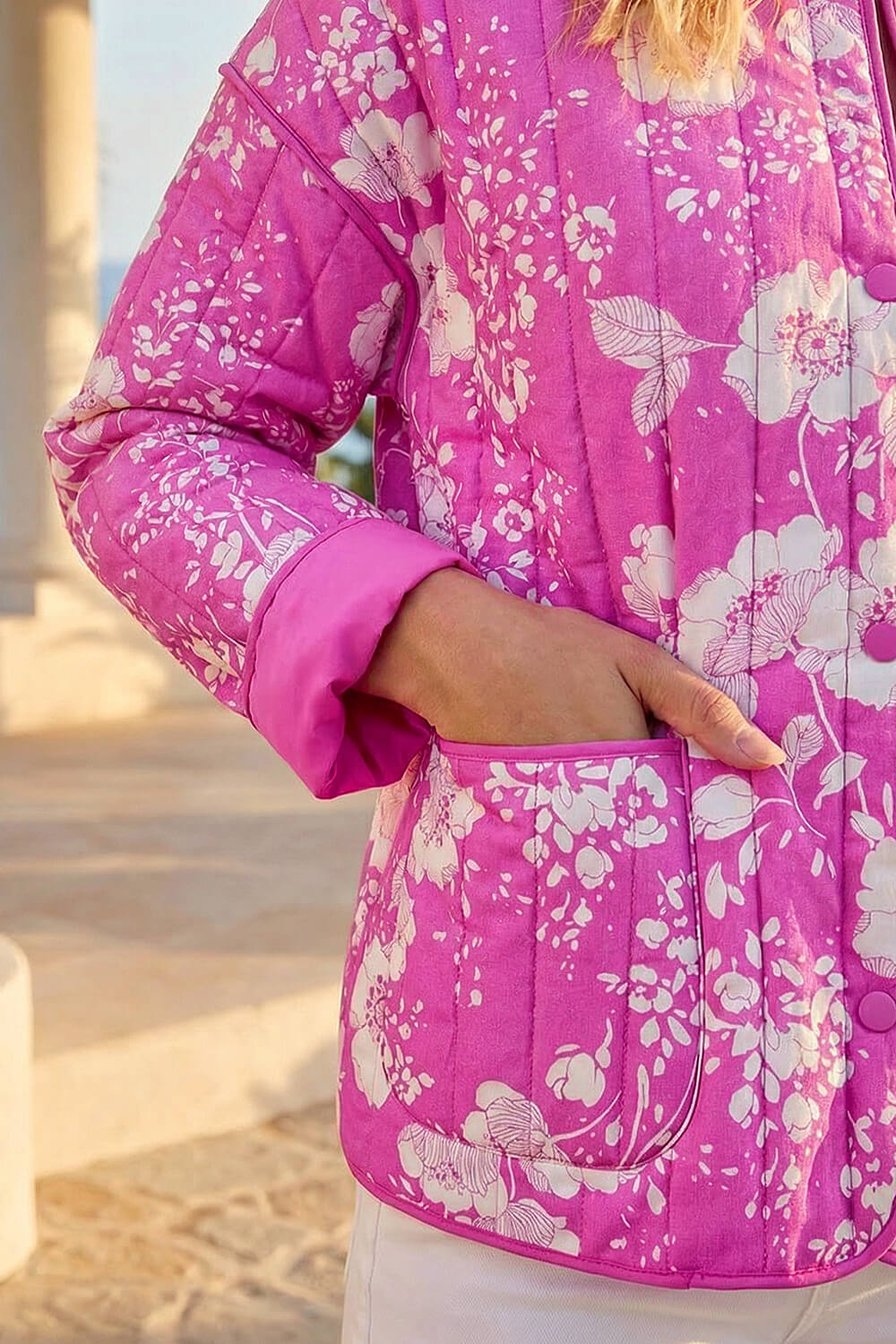 Pink Floral Print Cotton Jacket, Image 5 of 4