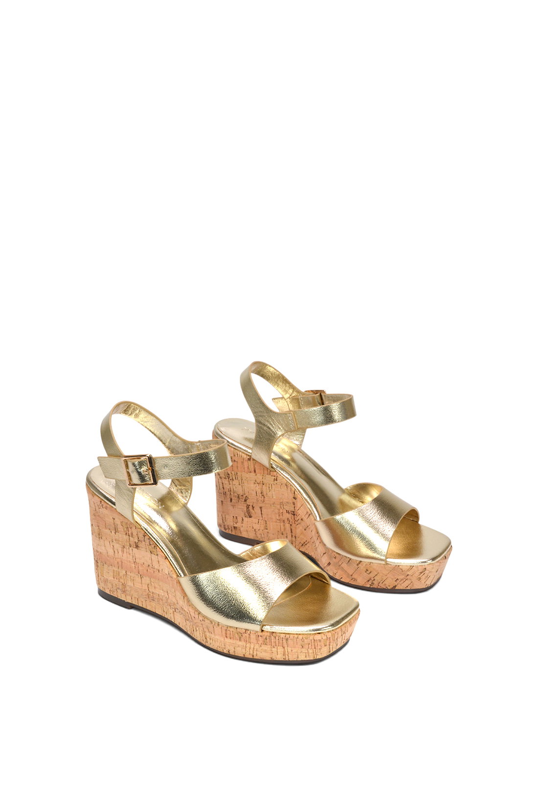 Gold 'Seraphina' Cork Platform Wedge Heel Sandals With Ankle Strap, Image 5 of 6