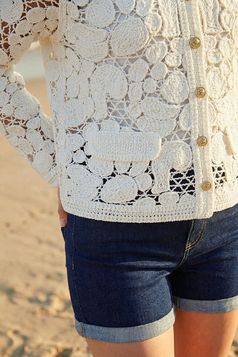 Ivory Crochet Knit Jacket, Image 5 of 4