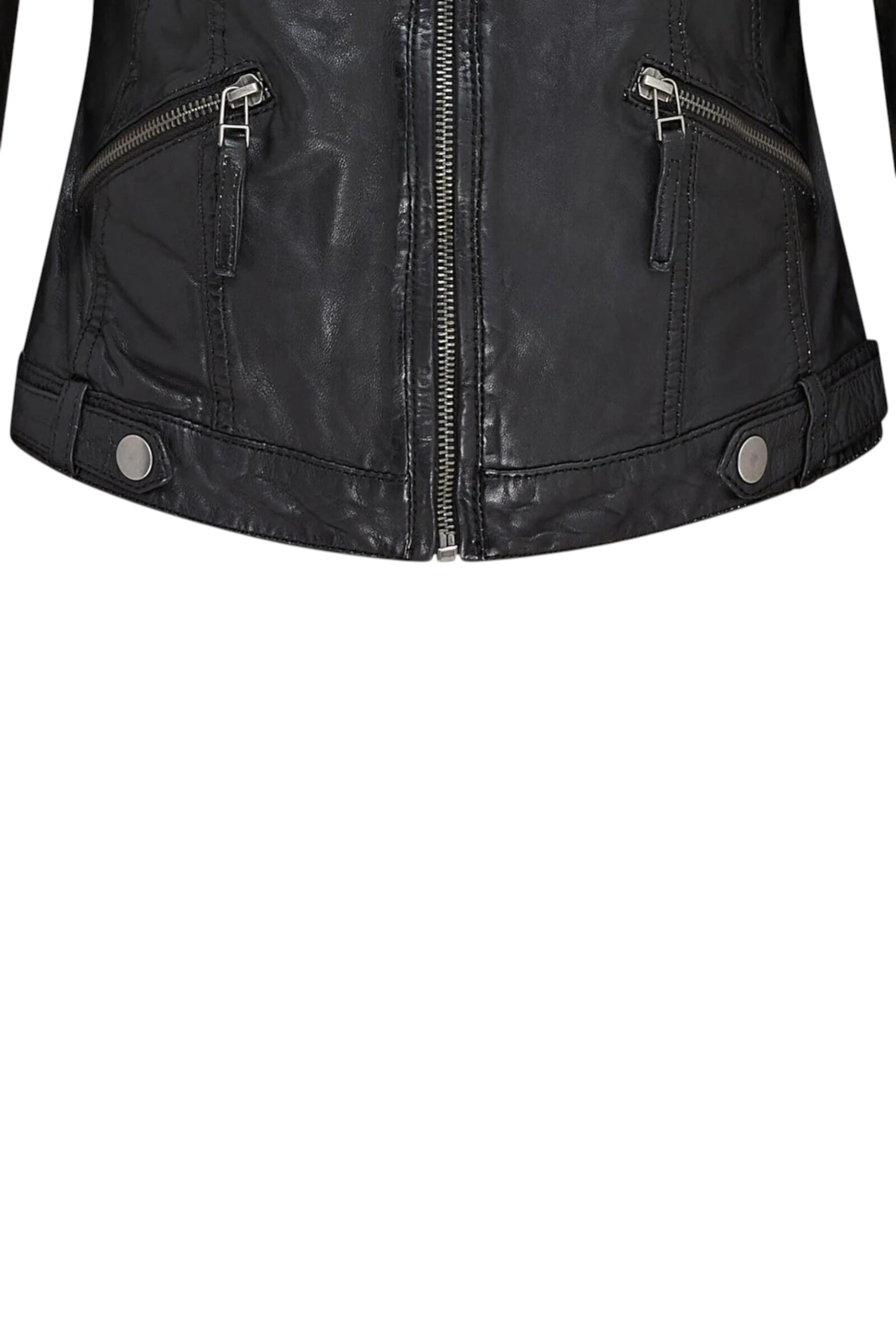 Black Womens Hooded Biker Jacket - Brazz, Image 3 of 4