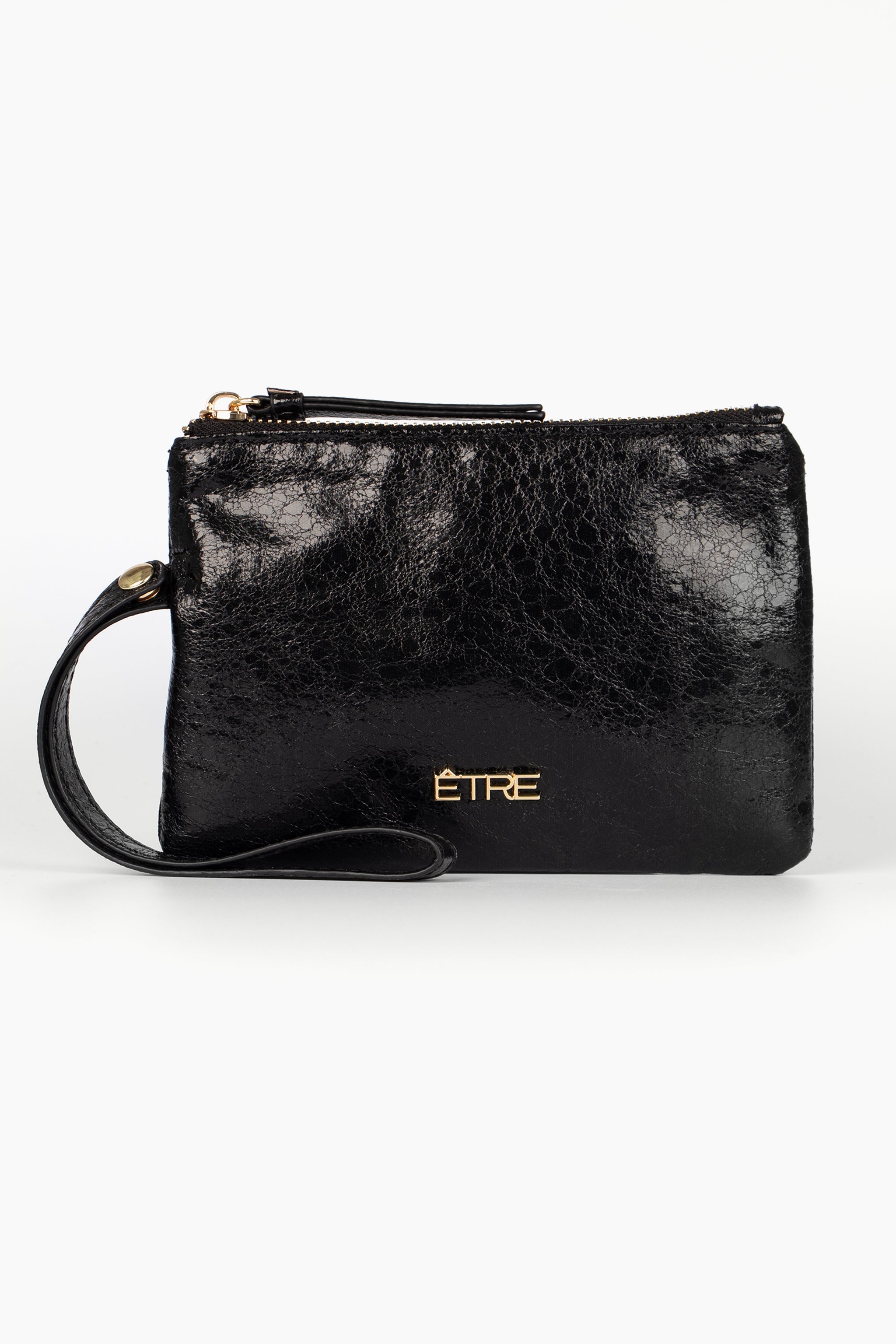 Black Metallic Faux Leather Wristlet Purse, Image 1 of 1