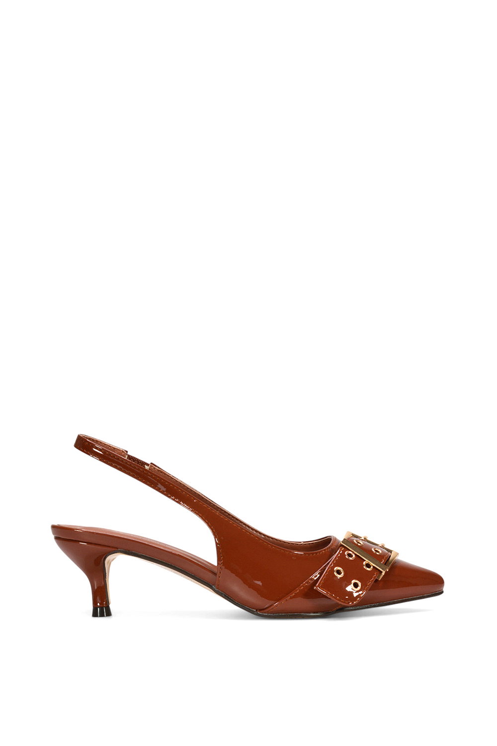 Black 'Lexi' Pointed Toe Kitten Heels With Buckle