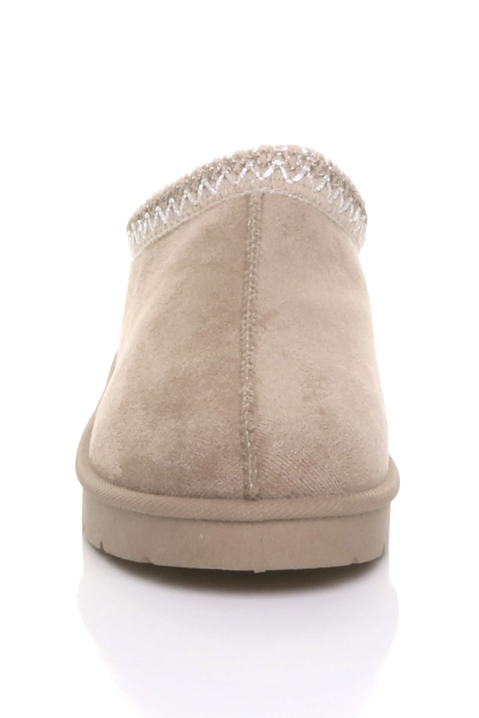 Beige Faux Fur Lined Comfy Aztec Embroidered Ultra Mini Booties Slippers, Image 6 of 6