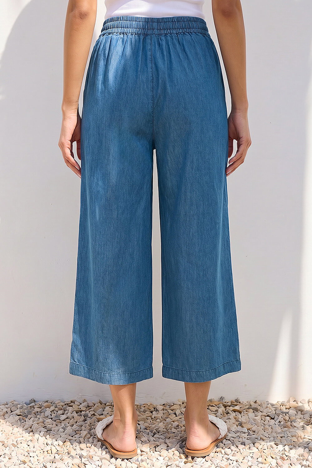 Indigo Petite Washed Denim Look Trouser, Image 4 of 4